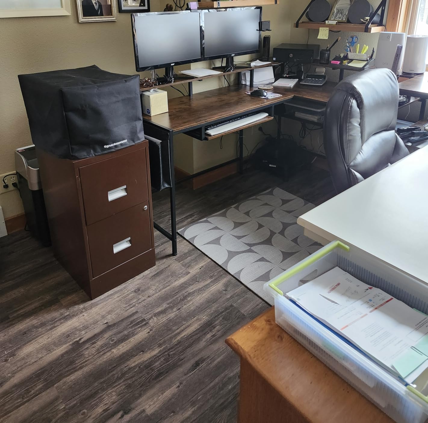 SEDETA L Shaped Gaming Desk with Power Outlets & LED Strip, Monitor Shelf, Keyboard Tray, Pegboard customer photo 1