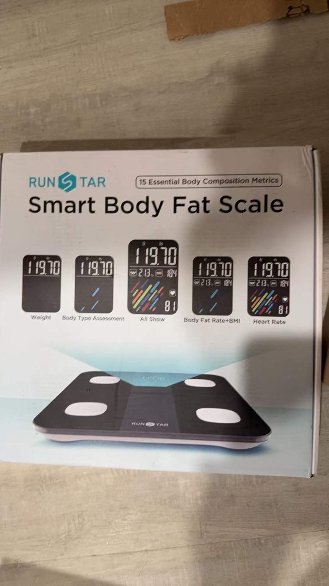 RunStar Smart Scale for Body Weight and Fat Percentage, High Accuracy Digital Bathroom Scale with Large Display for BMI Heart Rate 22 Body Composition Analyzer Sync with Fitness App 400lb customer photo 1