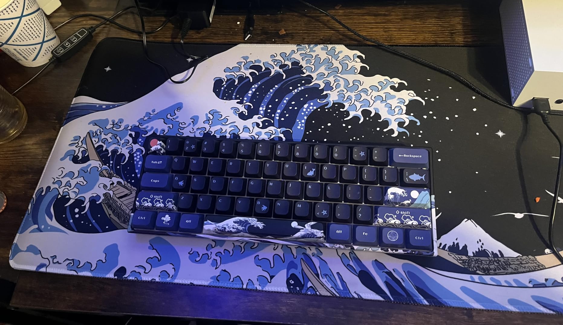 Gaming Laptop Mouse Pad,Sea Wave Big Mice Pads PC Keyboard Waterproof and Non-Slip 31.5 x 11.9 0.12