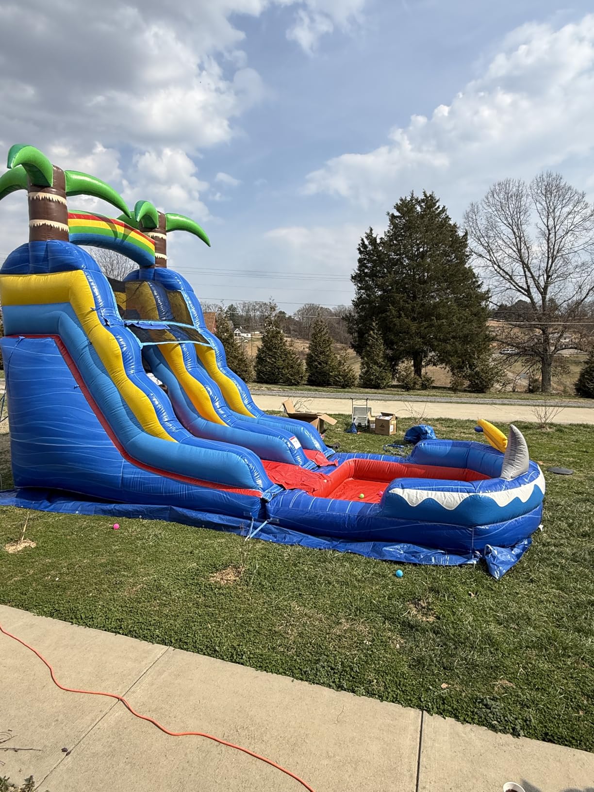 HeroKiddo 15ft Ocean Shark Inflatable Water Slide with Pool, 22ft Long- 100% Commercial Grade PVC Vinyl, Reinforced Strength Wet/Dry Fun, Front Load Entry for Easy Supervision customer photo 2