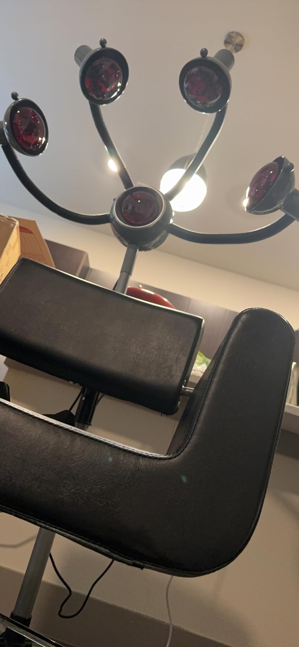 Hair Dryer, 5 Head Infrared Heat Lamp, Adjusting Height Styling Perming Dryer, Salon Heat Lamp, Chrome Arms, Metal, White customer photo 1