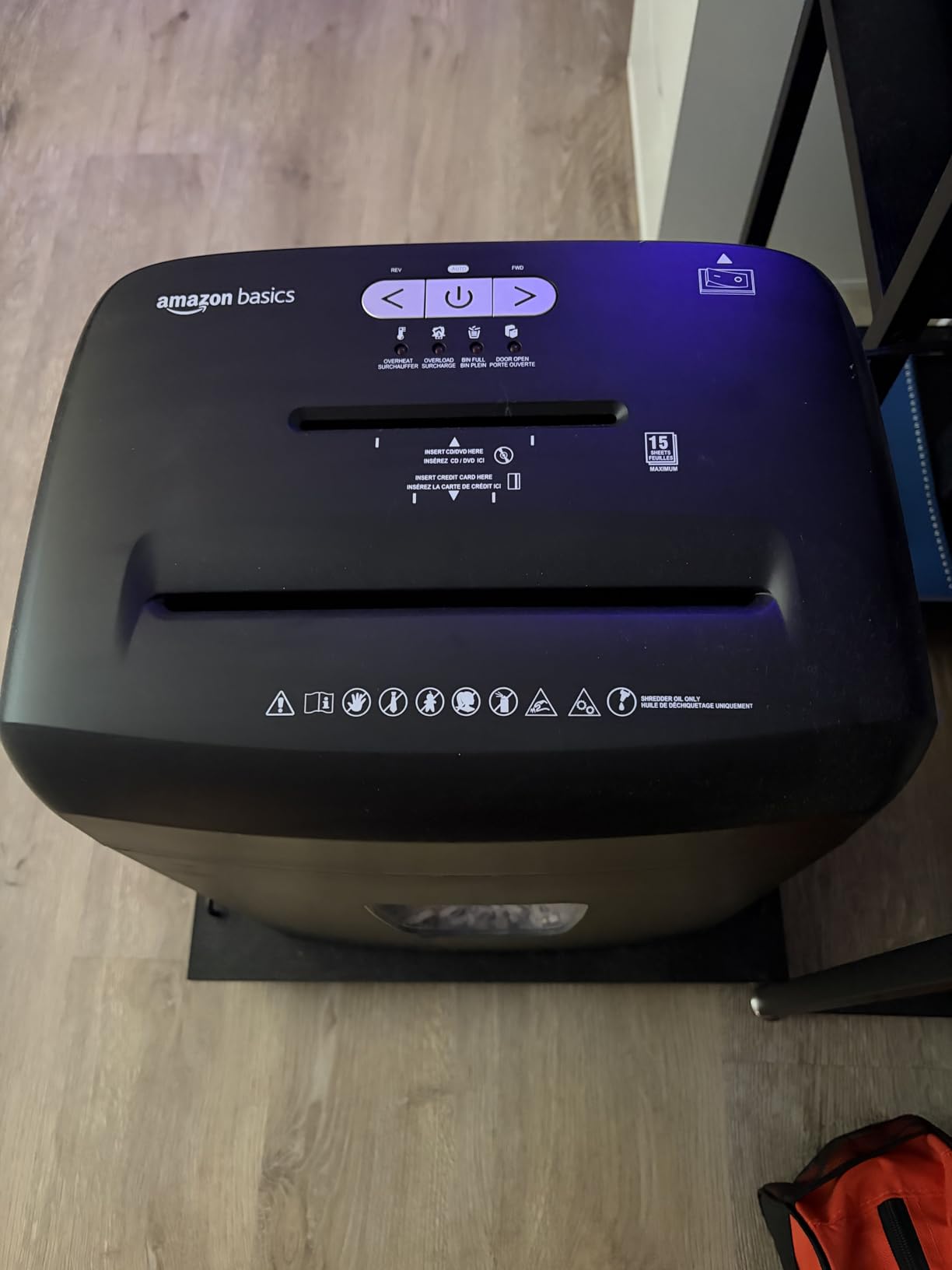 Amazon Basics 12-Sheet Cross-Cut Paper and Credit Card Shredder with Overheat Protection, Black (New Model) customer photo 1