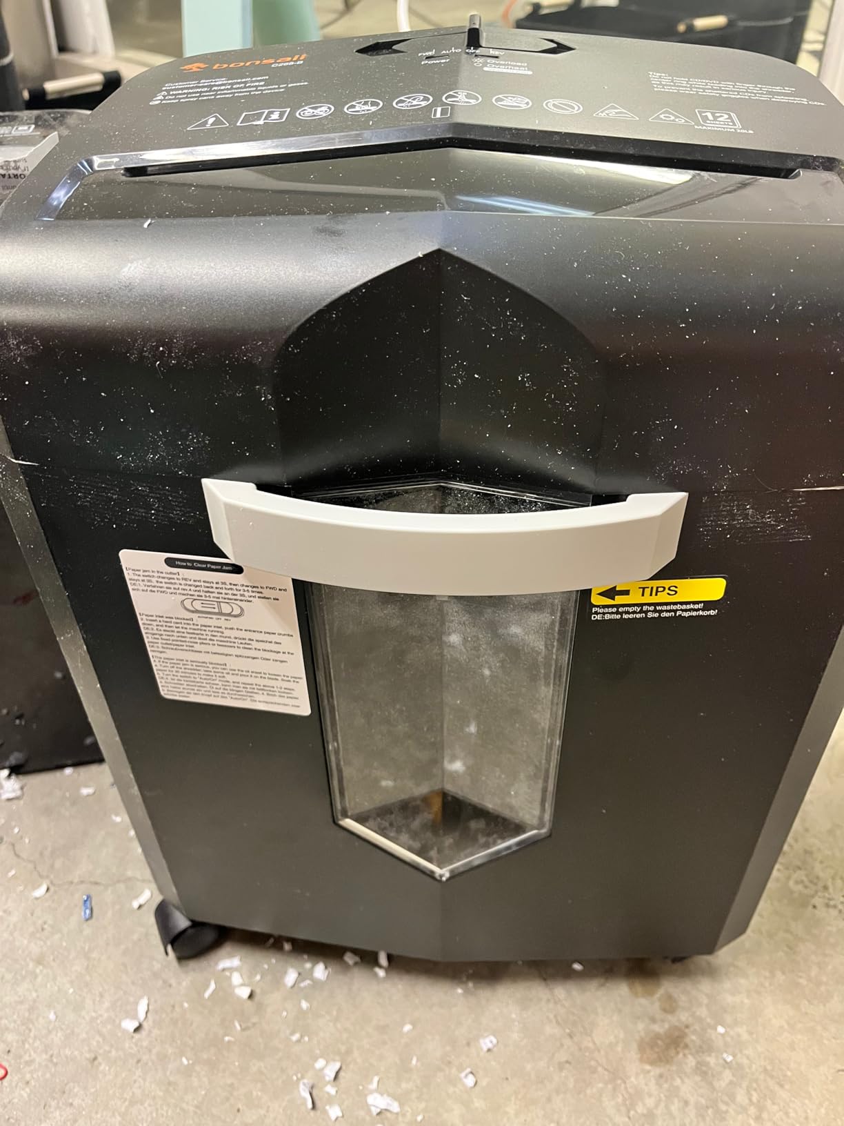 Bonsaii 12-Sheet Micro Cut Shredders for Home Office, 60 Minute P-4 Security Level Paper Shredder for CD, Credit Card, Mails, Staple, Clip, with Jam-Proof System & 4.2 Gal Pullout Bin C266-B customer photo 1