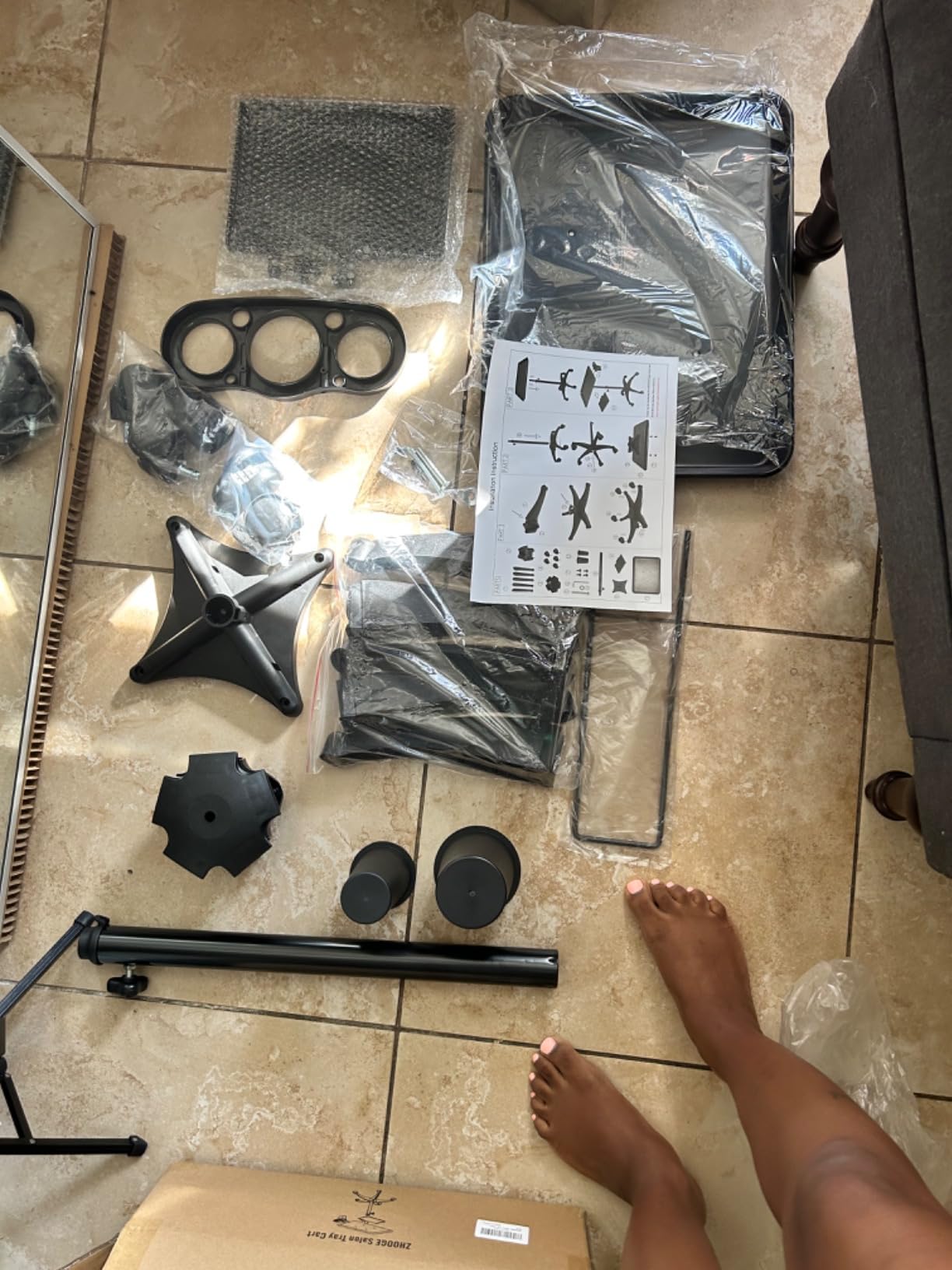 Salon Tray Cart with Storage Platform, Aluminum Tattoo Tray with Wheels Trolley Adjustable Height, Salon Tray Equipment Service Instrument Storage Tray Accessory for Salon & Spa Use, Black customer photo 2