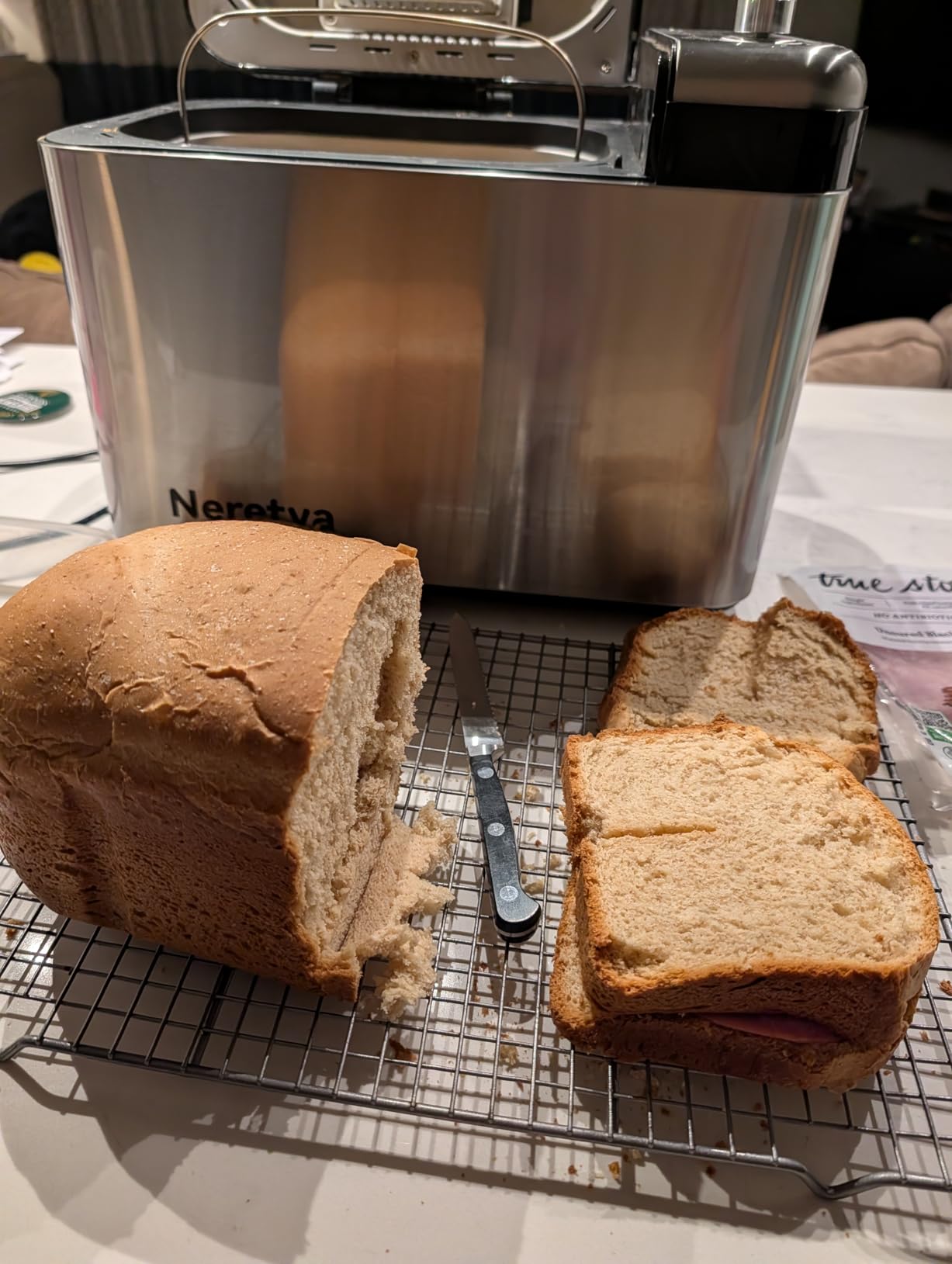 Neretva Bread Maker, 3.3LB Larger Bread Machine 15-in-1 Stainless Steel & Nonstick Ceramic Pan & Auto Nut Dispenser Breadmaker Machines Full Touch Panel with Gluten Free White Wheat Rye French Pizza customer photo 1