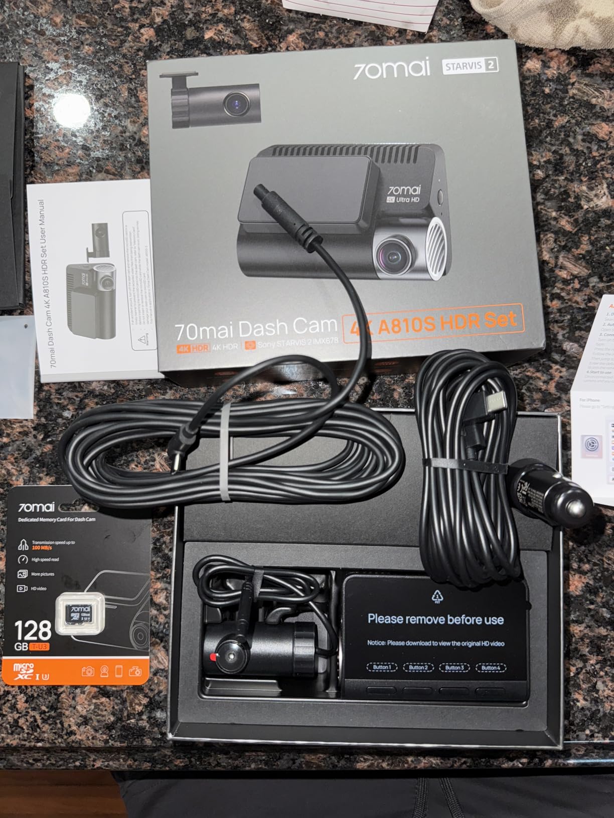 70mai A810S 4K Dual Dash Cam Front & Rear, STARVIS 2 HDR Super Night Vision, AI Motion Detection & 24/7 Parking, Built-in GPS, Wi-Fi & Optional 4G Remote Viewing, ADAS, Loop Recording, Time-Lapse customer photo 1