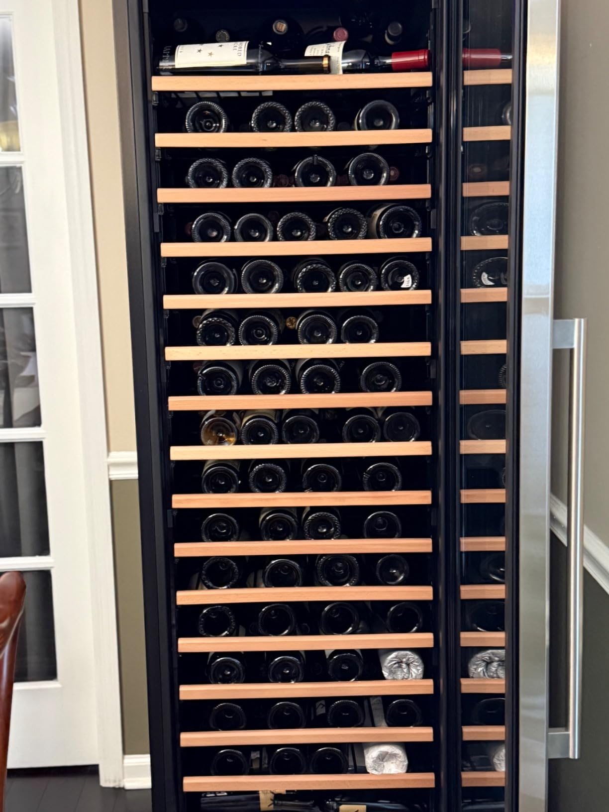 Wine Fridge 24 Inch, 190 Bottles Freestanding or Built-in Wine Cooler Refrigerator with Sliding Rail Shelves, Professional Wine Cellar Low Noise with Upgraded Reversible Door customer photo 1