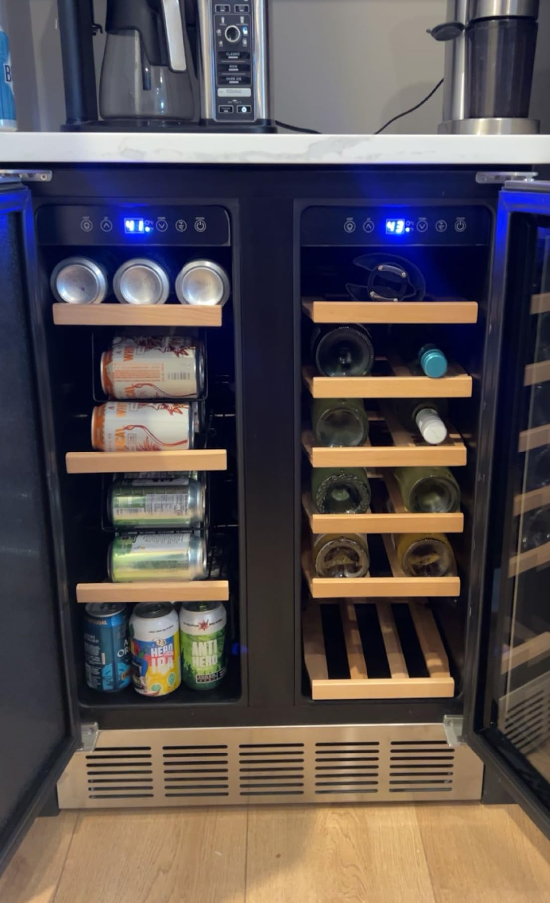 Wine Fridge Freestanding, 173 Bottles 24 Inch Wine Cooler Refrigerator, Tall Wine Fridge with Compressor Low Noise Fast Cooling, Wine Cellar with Upgraded Door Handle Sliding Rail Shelves customer photo 1