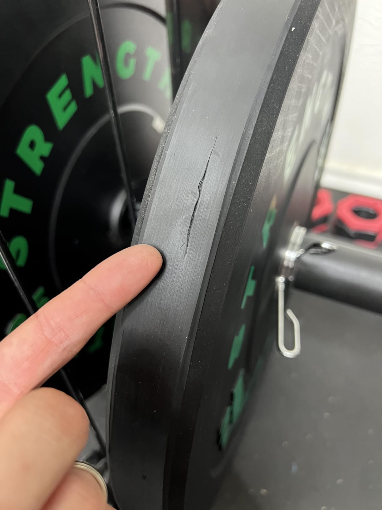 2-Inch Olympic Bumper Plates, 100% Virgin Rubber Low Bounce Barbell Weight Plates for Home Gym Strength Training, 10lb-45lb Black with Color-Coded customer photo 2