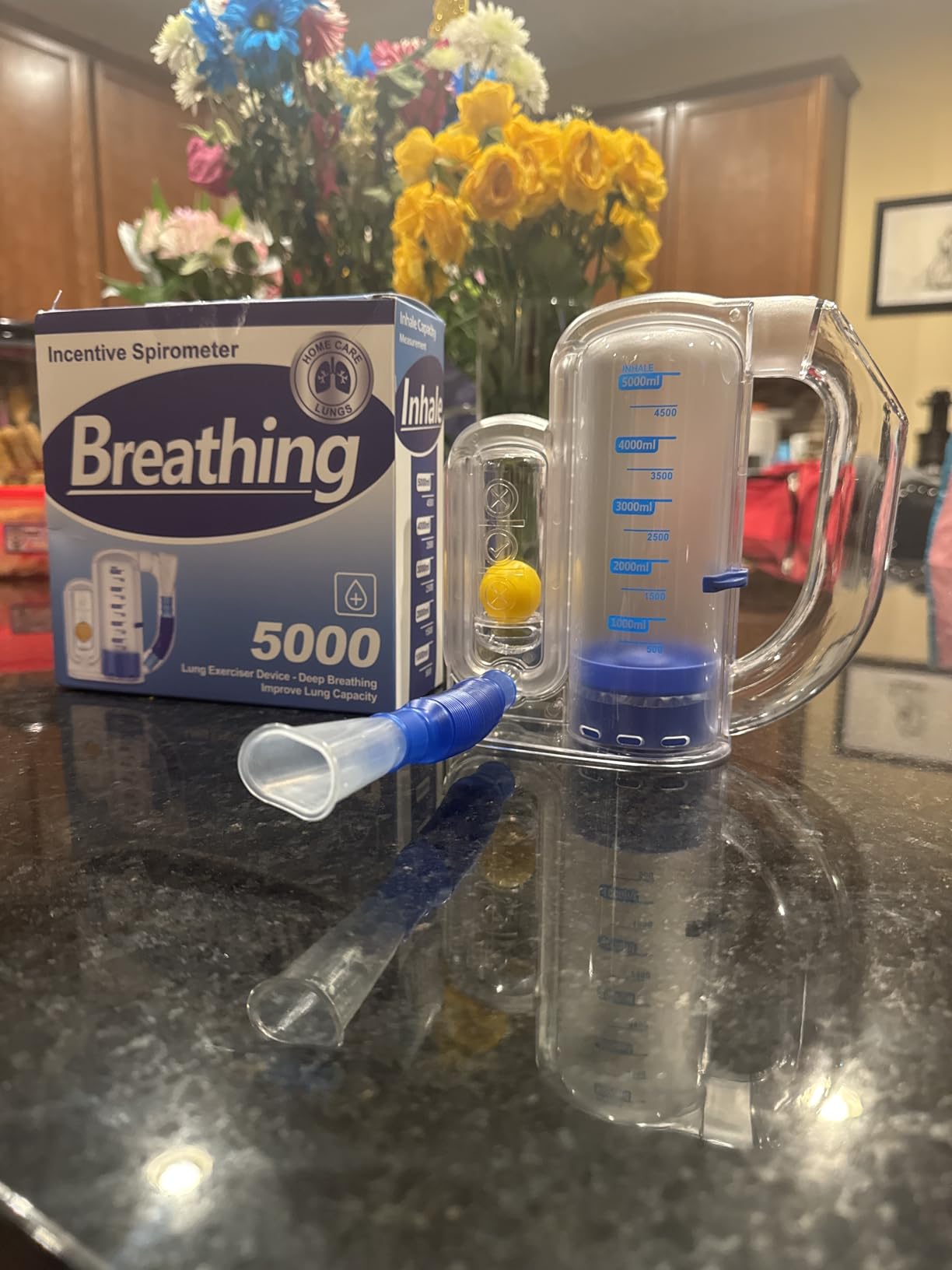 Breathing Exercise Device for Lungs, Lung Exerciser Device - 5000ml Volumetric Deep Breathing Trainer with Flow Rate Indicator for Respiratory Health & Recovery customer photo 1