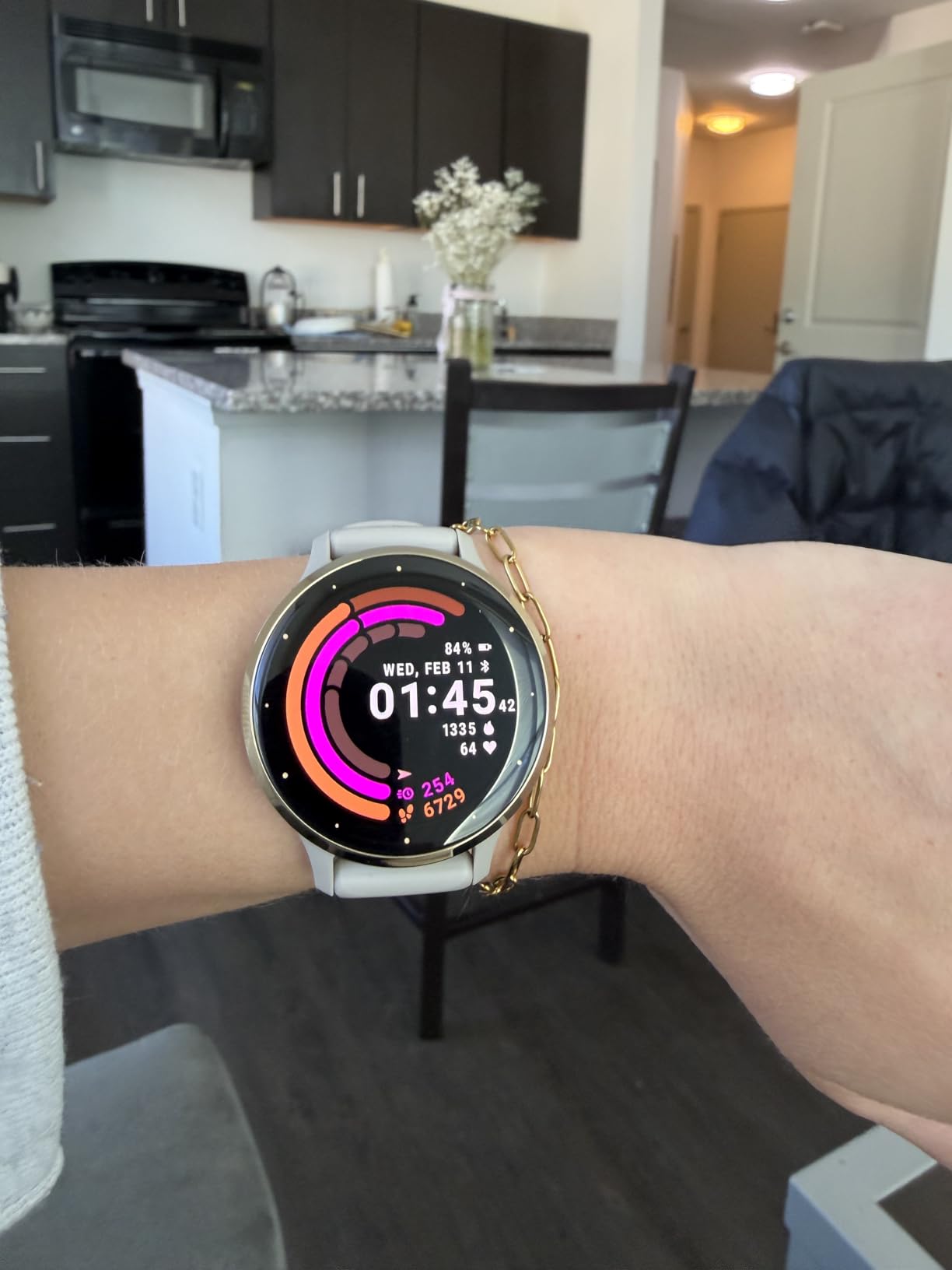 Venu 3S Soft Gold Stainless Steel Bezel 1.2-Inch AMOLED Touchscreen Display Smart Watch, Phone Supported with 41mm French Gray Case and Silicone Band customer photo 2