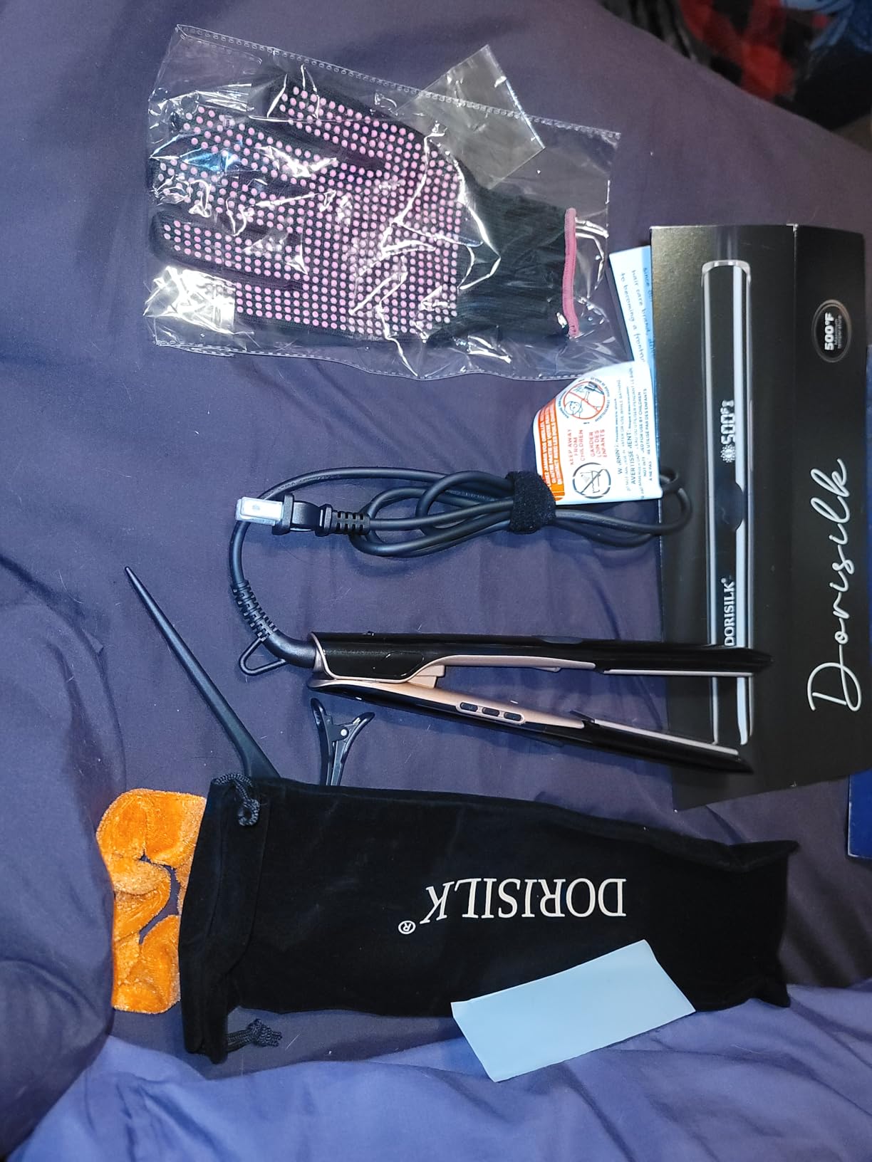 DORISILK 500 Degree High Temp Professional Hair Straightener, 30s Fast Heating Ceramic Flat Iron, 2 in 1 Hair Straightener and Curler, Plasma Flat Iron Get Frizz-Free, Dual Voltage for Travel Using customer photo 1