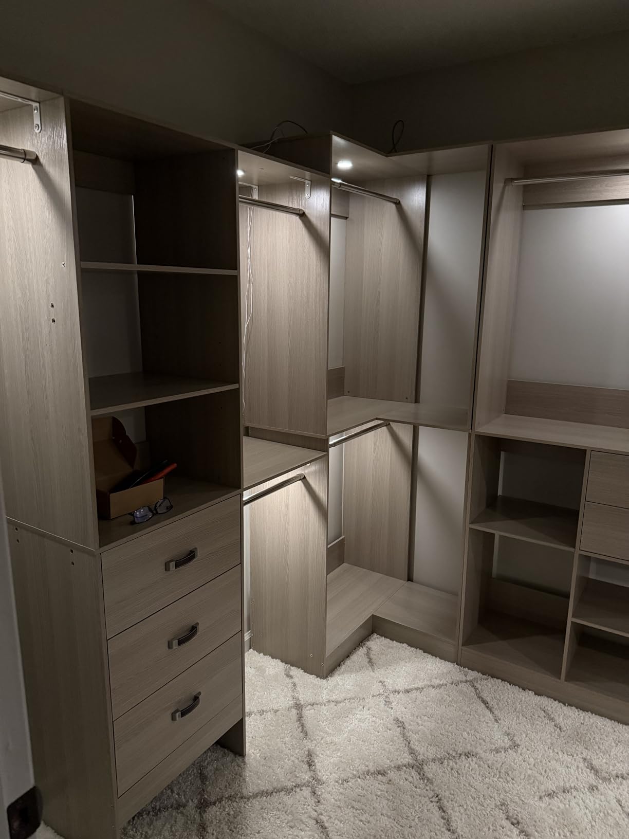 Armocity 96 Inches Closet System, 8FT Walk In Closet Organizer with 3 Shelving Towers, Heavy Duty Clothes Rack with 3 Drawers, Load 1000 LBS, White Oak customer photo 1