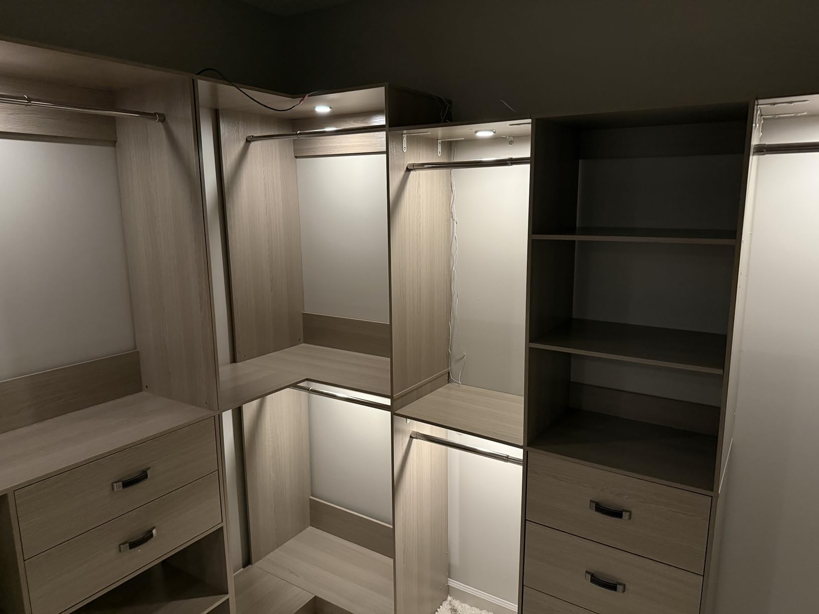 Armocity 96 Inches Closet System, 8FT Walk In Closet Organizer with 3 Shelving Towers, Heavy Duty Clothes Rack with 3 Drawers, Load 1000 LBS, White Oak customer photo 2