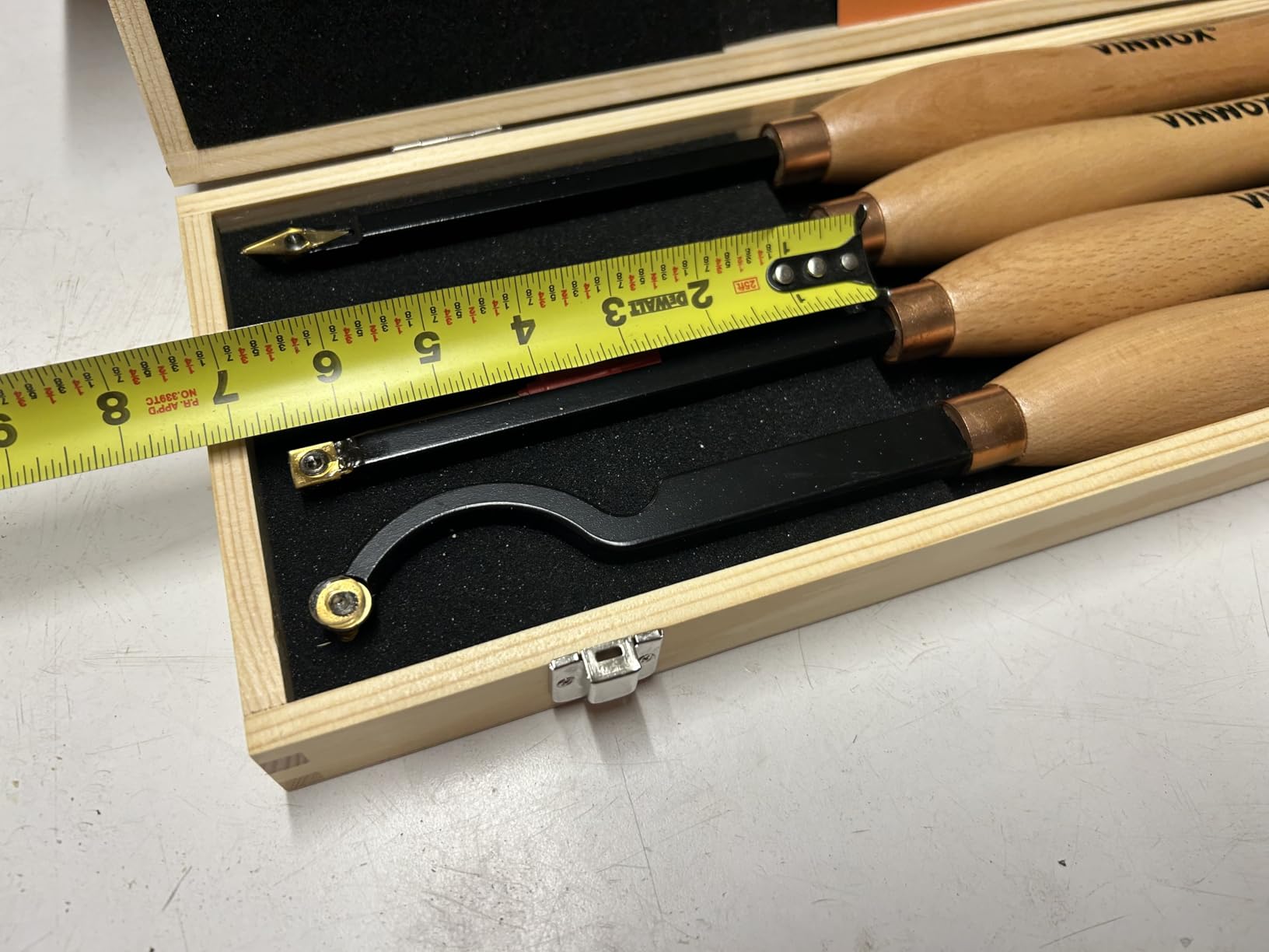 9 PCS Carbide Wood Lathe Turning Tool Set, Pen Turning tools, Including Swan Neck Hollower, Rougher, Finisher, Detailer, Aluminum Handles from 14