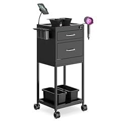 SalonDepot Salon Cart Lockable Metal Storage Trolley with Wheels Sturdy Rolling Work Station, High End Tool Organizer with 2 Magnetic Bowls for Hair Stylist, Tattoo, and Barber customer photo 2