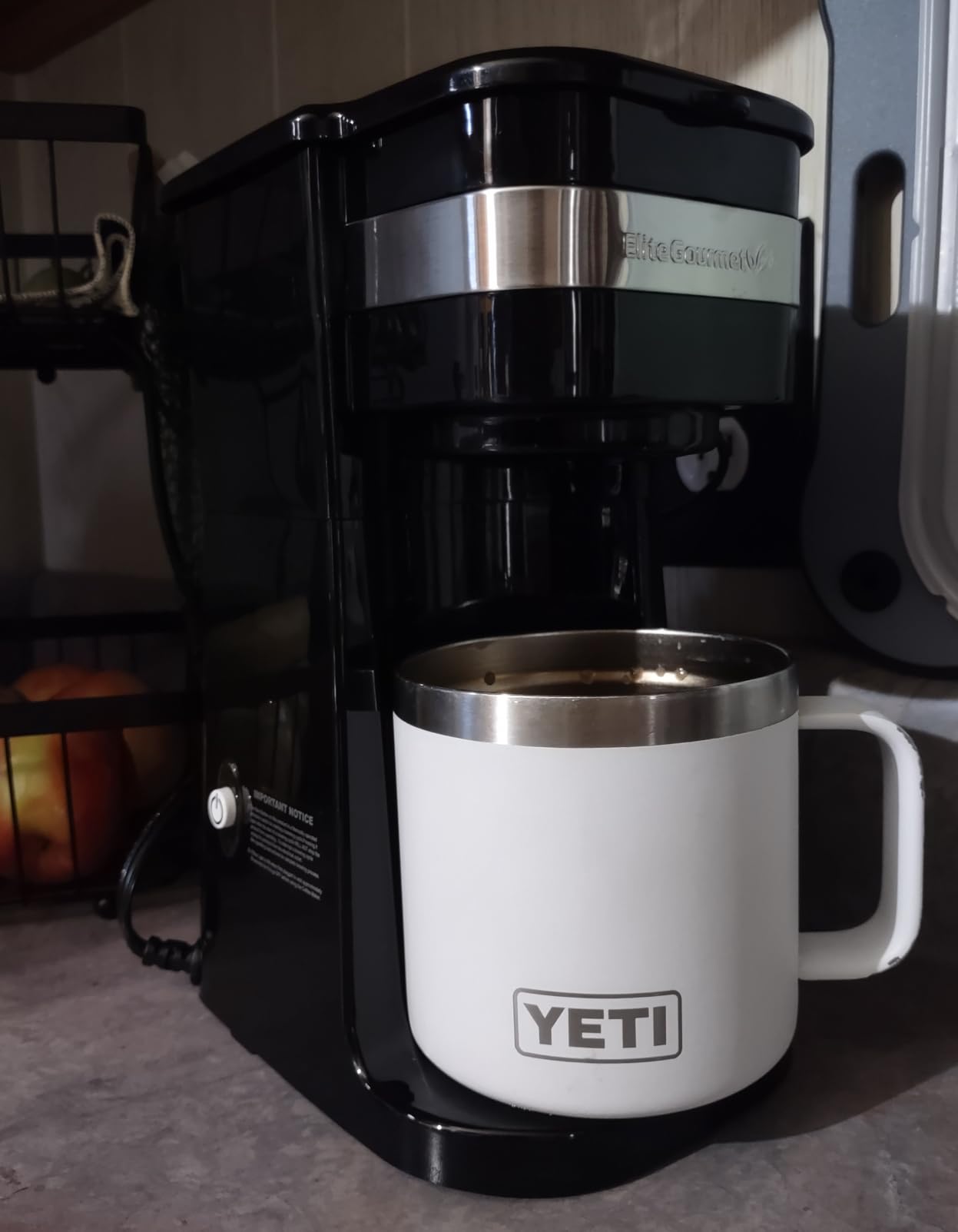 Elite Gourmet EHC114 Personal Single-Serve Compact Coffee Maker Brewer Includes 14Oz. Thermal Travel Mug with Stainless Steel Interior, Compatible with Coffee Grounds, Reusable Filter, Black customer photo 2