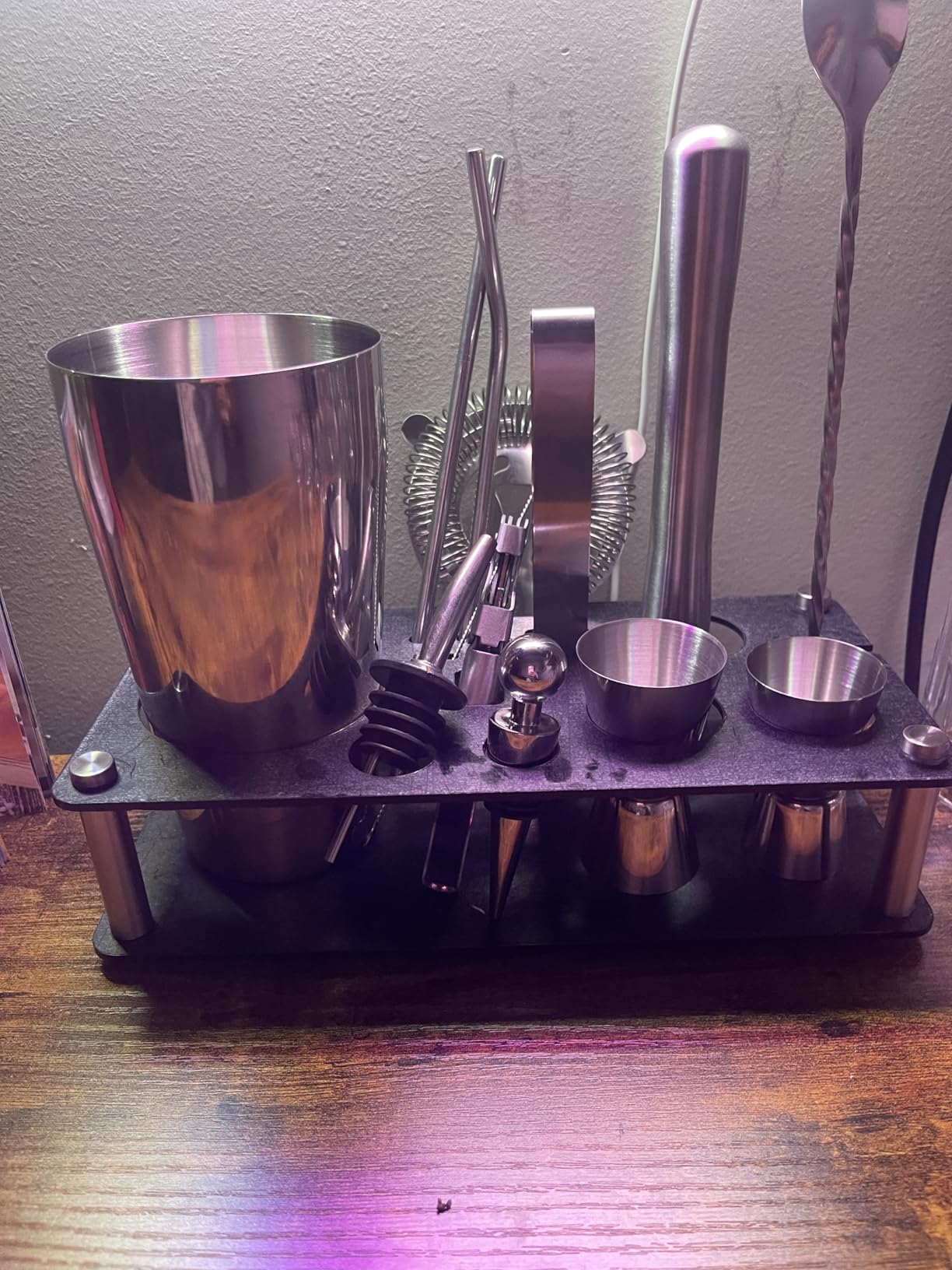 Cocktail Shaker Set Bartender Kit: 15-Piece Bar Tool Set with Acrylic Stand Bars Set with All Practical Bar Accessories, for Drink Mixing, Bar, Home, Lounge & Party, Silver customer photo 1