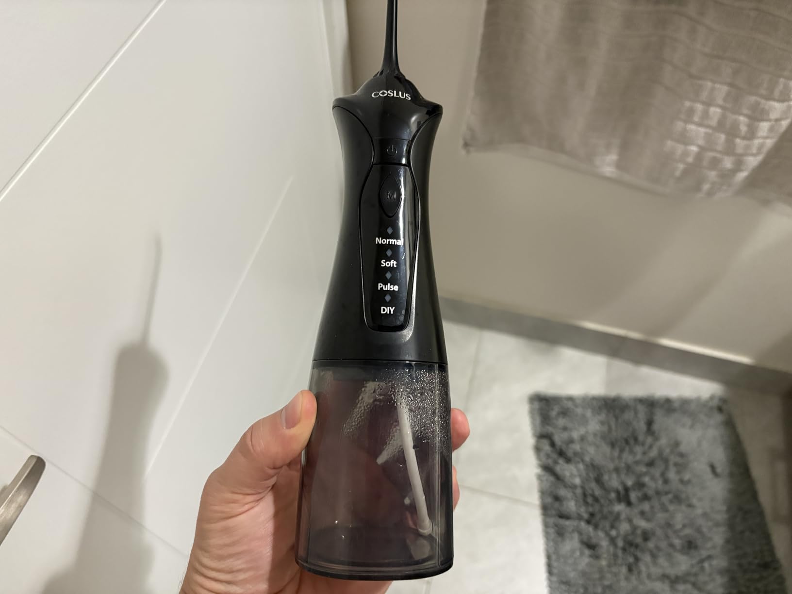 COSLUS Water Dental Flosser Pick for Teeth C30(FC5360): 4 Modes Cordless Portable 300ML Larger Tank Water Teeth Cleaner IPX7 Waterproof Flossing Cleaning Picks for Home Travel Black customer photo 1