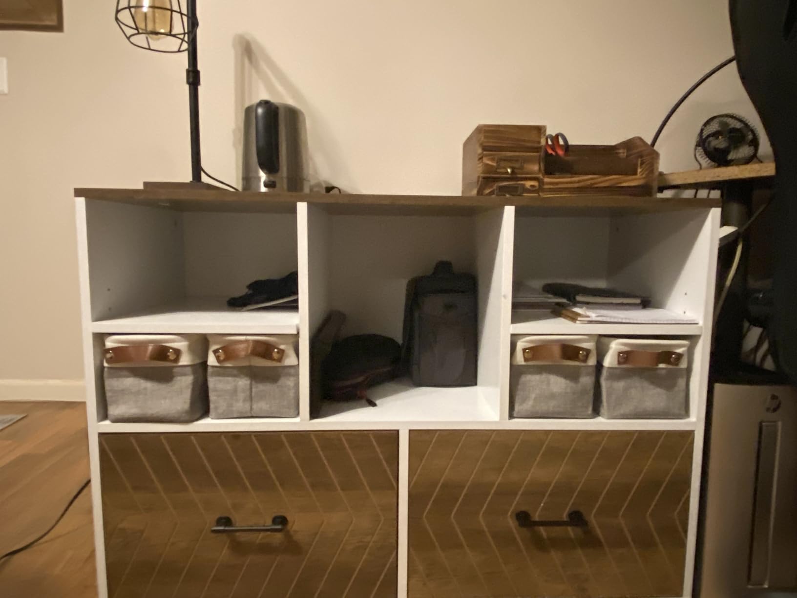 Tribesigns 2-Drawer Wood File Cabinet, Mobile Lateral Filing Cabinet for Hanging Letter Size Files, Printer Stand with Open Storage Shelves for Home Office (Oak Karo & White) customer photo 1