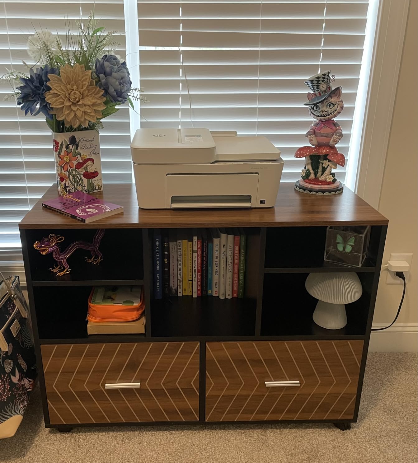 Tribesigns 2-Drawer Wood File Cabinet, Mobile Lateral Filing Cabinet for Hanging Letter Size Files, Printer Stand with Open Storage Shelves for Home Office (Oak Karo & White) customer photo 2