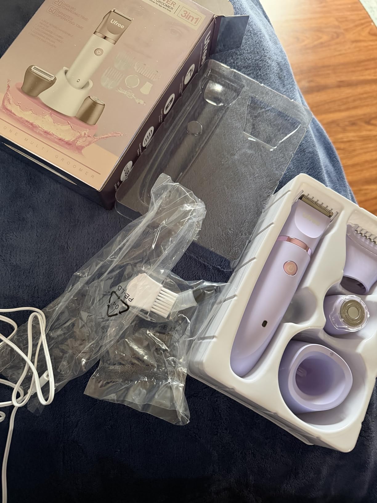 Ufree Bikini Trimmer Electric Razors for Women, Rechargeable Pubic Body Hair Trimmer Electric Shaver for Legs Body Hair, Bikini Shaver IPX7 Waterproof, Gifts for Women, Purple customer photo 2