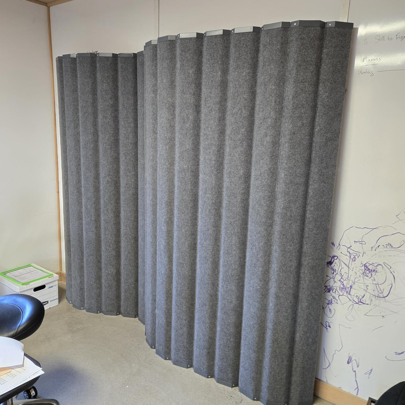 Versare VersiPanel Acoustical Partition Wall - Sound Panel Classroom Office Room Divider, Flexible Arrangement, Easy Roll-up Storage (Black, 8' Wide x 6'6