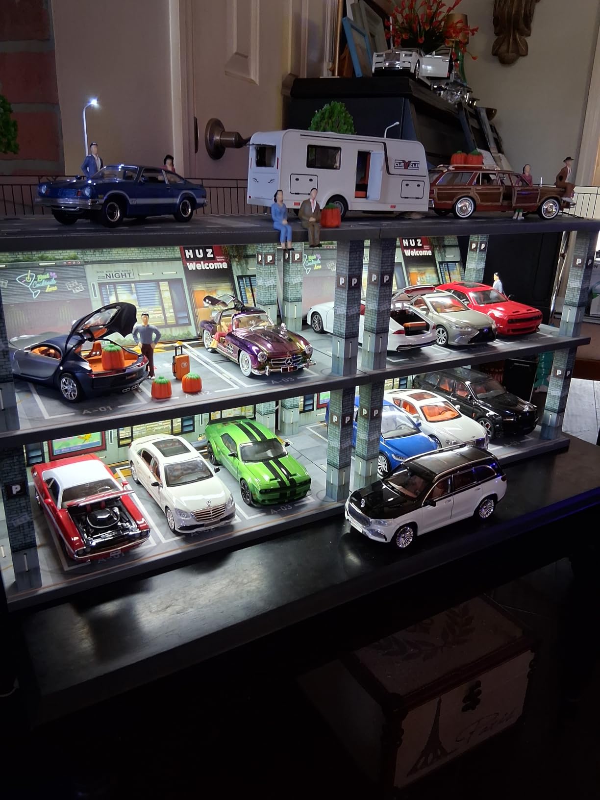 1:24 Scale Diecast Model Car Display Case Cabinet with USB Lights and Acrylic Cover, Diorama Garage for Sport Cars and Lego Speed Champions Car Collectibles customer photo 2