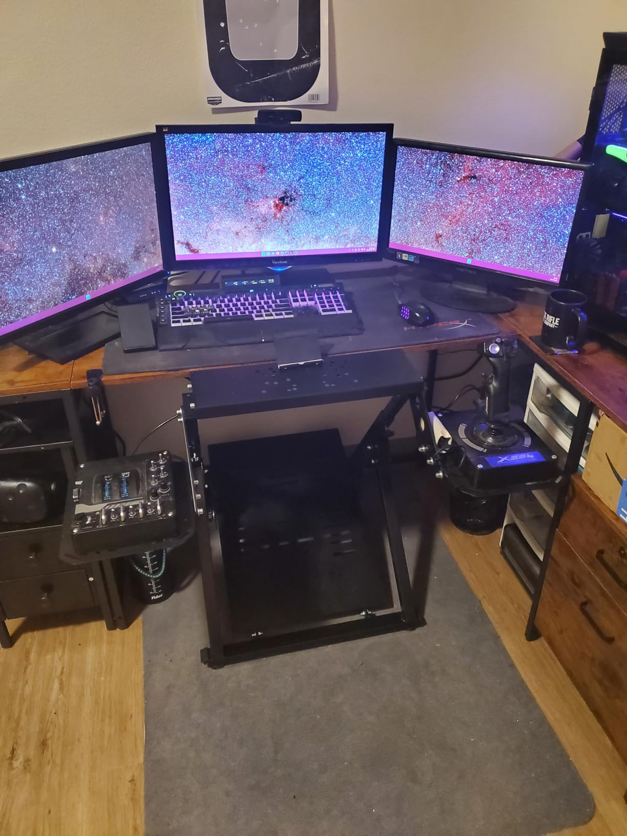 Anman Foldable Flight Simulation Cockpit 3.0 with Fixed Slot Fit for Logitech/Thrustmaster/Hotas Warthog/Fanatec, Electronics Adjustable Fight Sim Mount Pedals customer photo 1