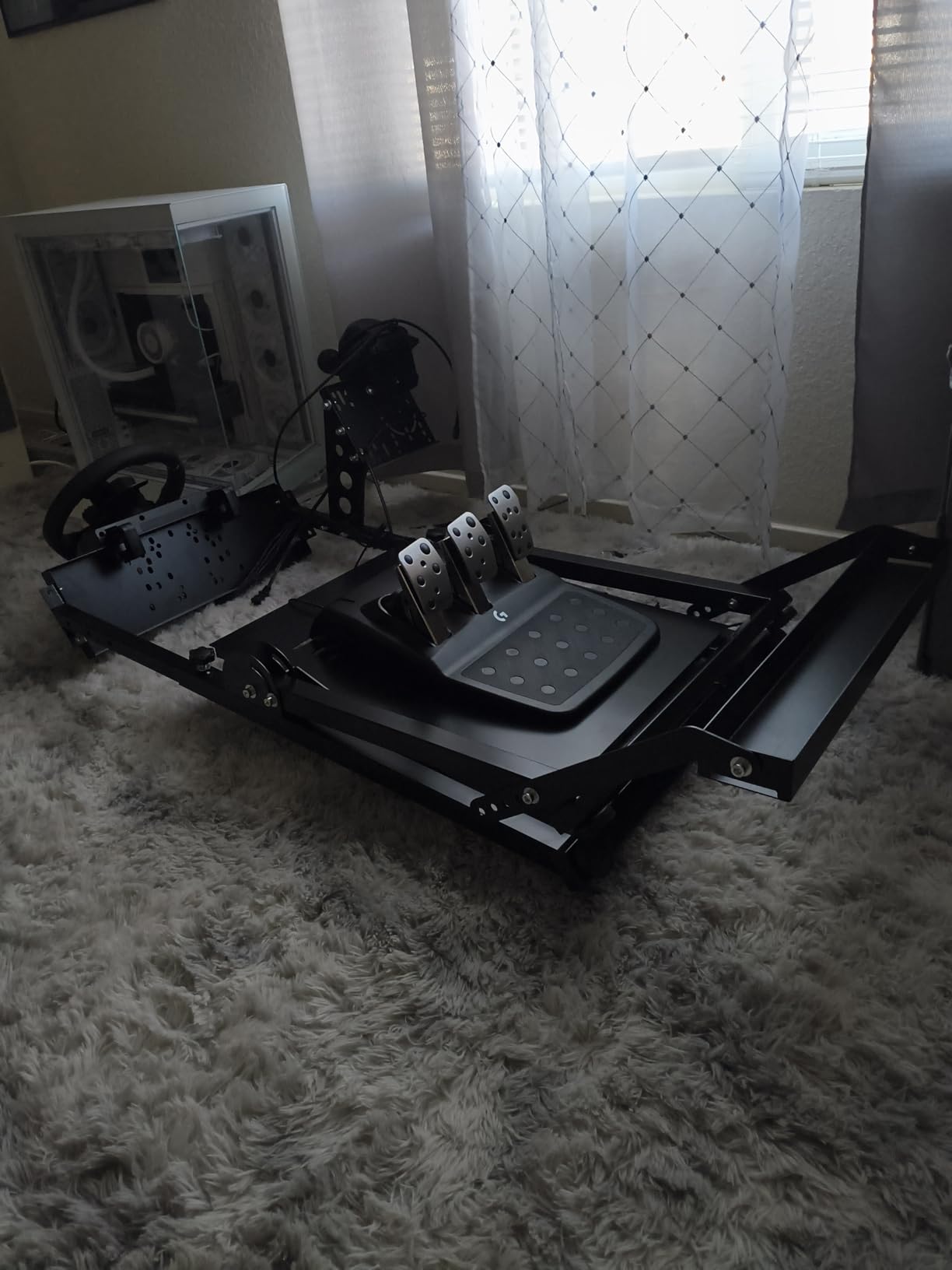 Anman Foldable Flight Simulation Cockpit 3.0 with Fixed Slot Fit for Logitech/Thrustmaster/Hotas Warthog/Fanatec, Electronics Adjustable Fight Sim Mount Pedals customer photo 2