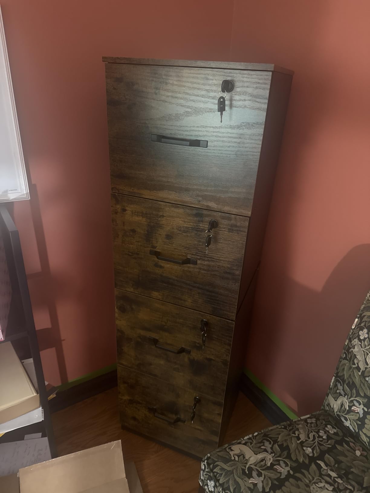 VASAGLE 3-Drawer Vertical File Cabinet, Filing Cabinet for Home Office, Printer Stand, with 3 Lockable Drawers, Adjustable Hanging Rail, for A4 and Letter-Size Files, Ink Black customer photo 2