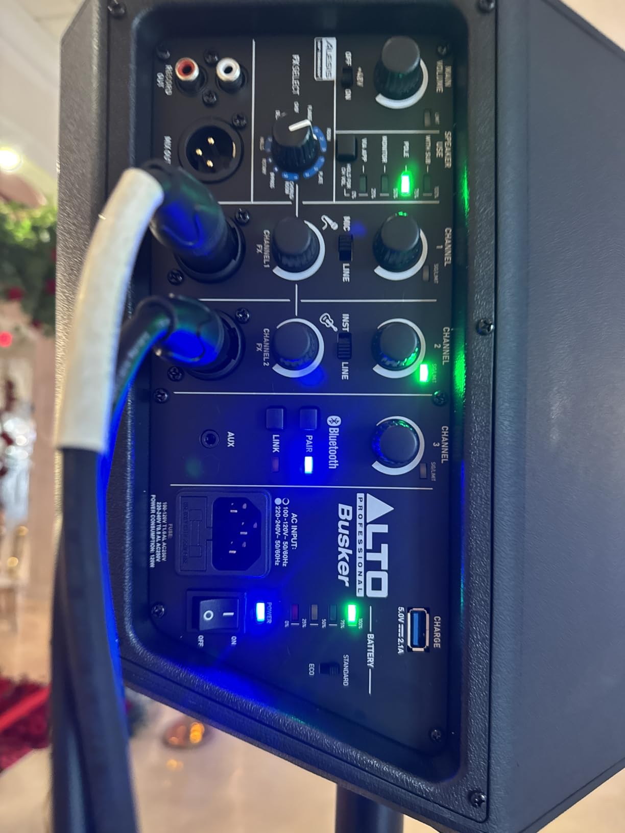 ALTO Busker 200W Portable PA Speaker System with Rechargeable Battery, Bluetooth, 3-Channel Mixer, Alesis FX, App Control, USB Charging customer photo 2