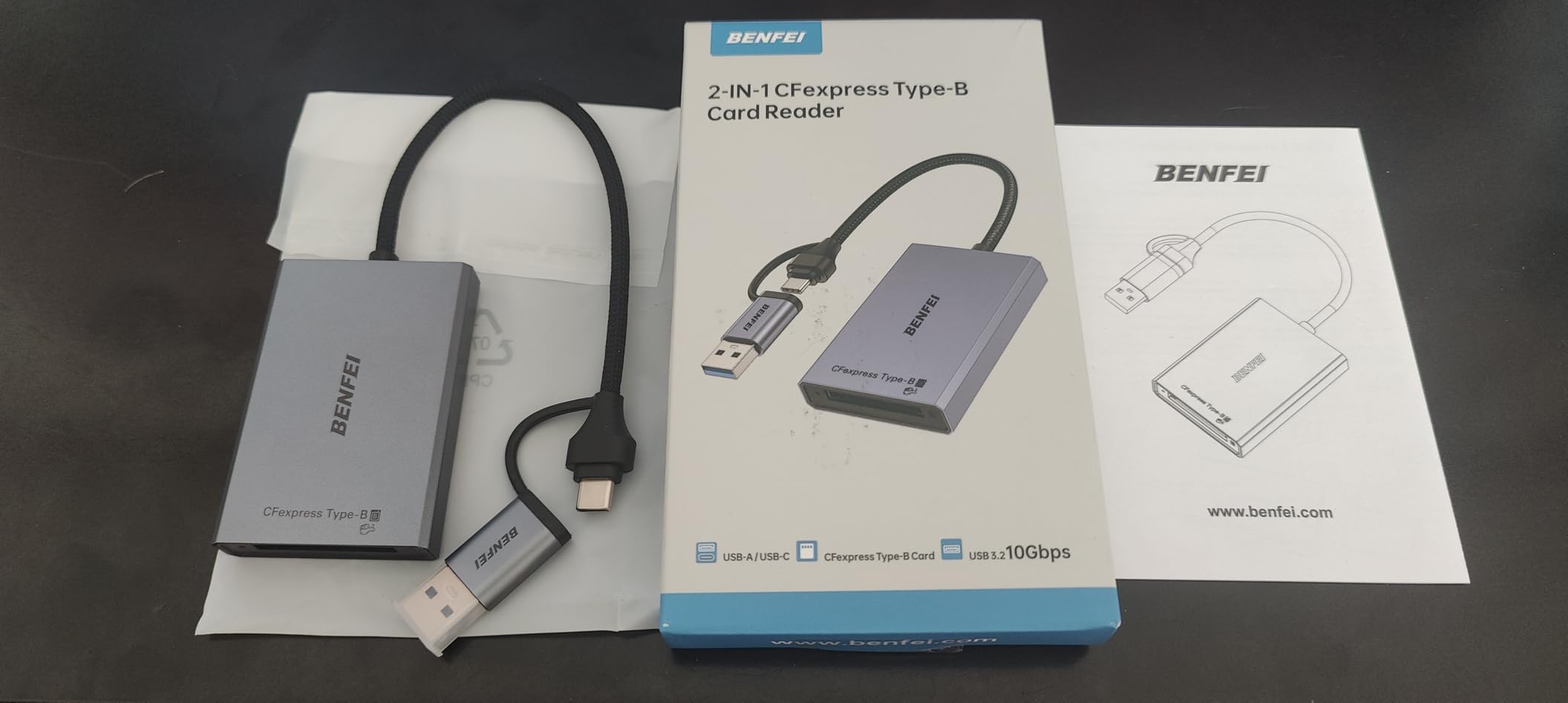 BENFEI CFexpress Type B Card Reader with USB 3.2 (Gen 2) 10Gbps, USB-C&USB-A 2-in-1 Type B CFexpress Adapter, Compatible with Windows/Mac/Linux/Android(Not for XQD Card) customer photo 1