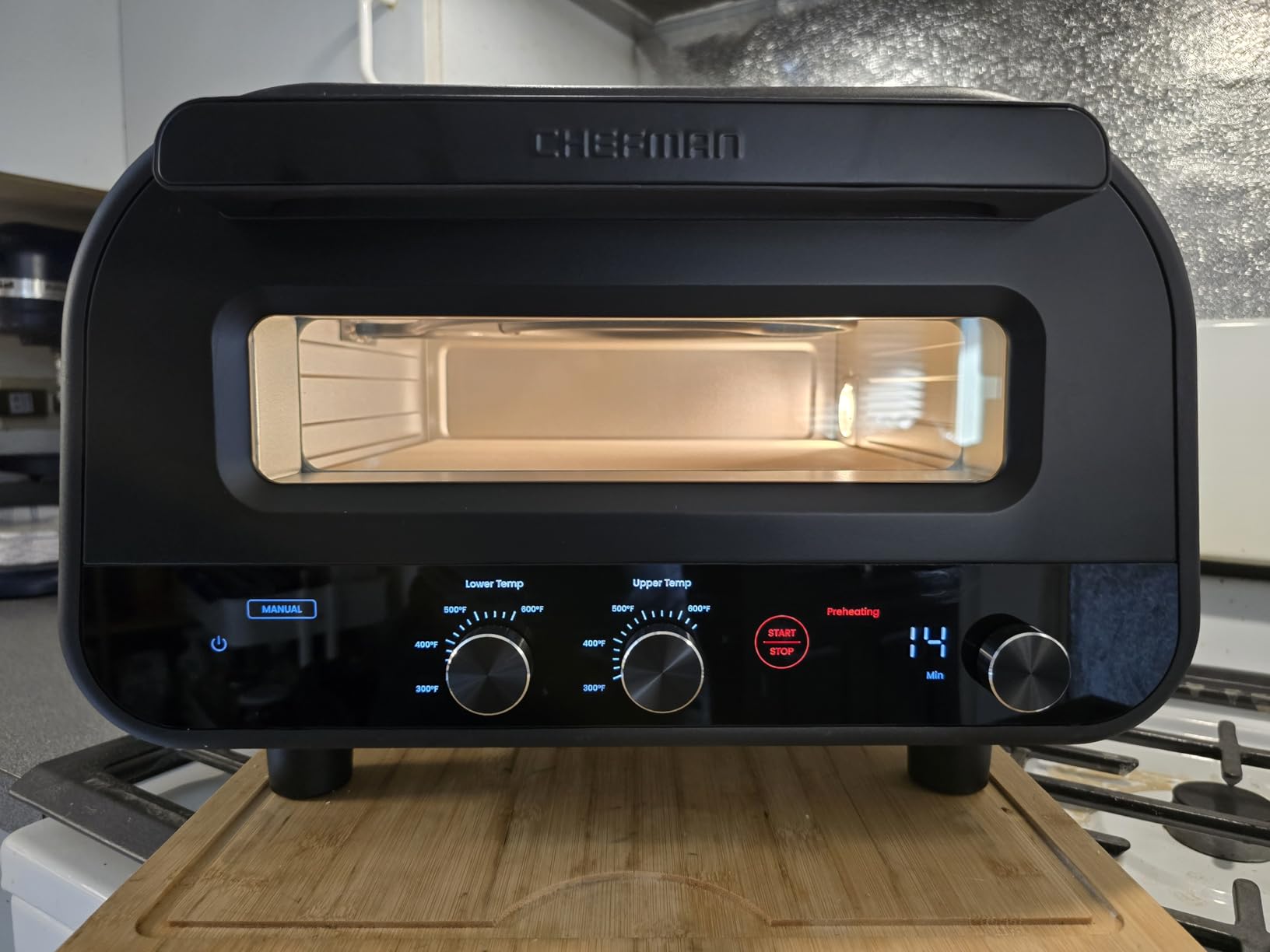 CHEFMAN Indoor Pizza Oven - Makes 12 Inch Pizzas in Minutes, Heats up to 800°F - Countertop Electric Pizza Maker with 5 Touchscreen Presets, Pizza Stone and Peel Included - Stainless Steel customer photo 1