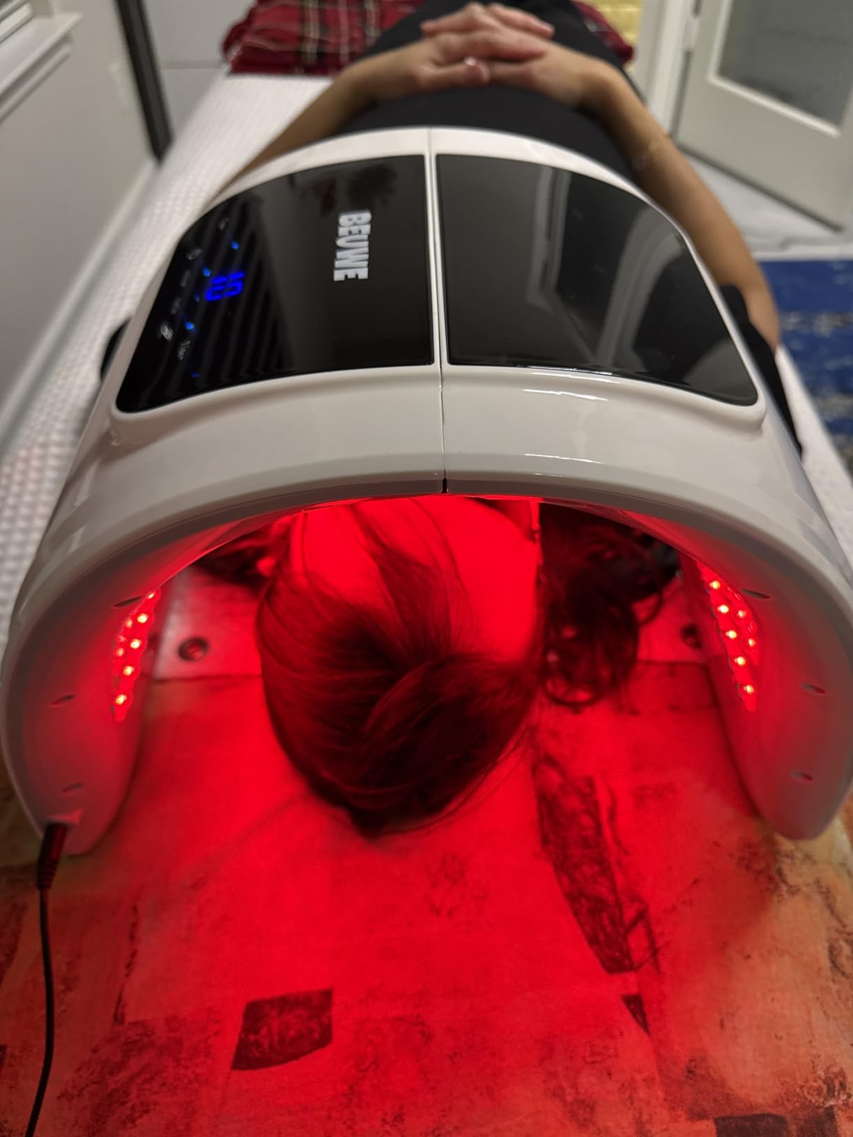 Red-Light-Therapy-for-Face, Led Face Mask Light Therapy Red & Blue Rejuvenation Tool SPA Equipment Led Neck Body Hand Mask for Skincare at Home customer photo 1