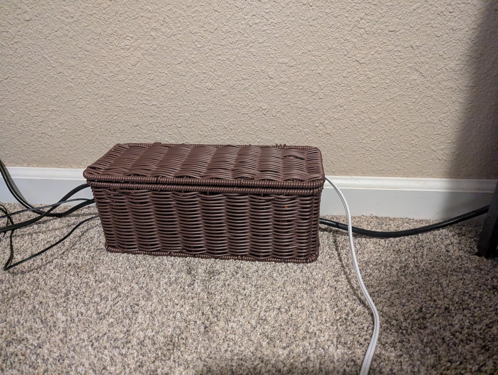 Cable Management Box, Handmade Rattan Cable Organizer with 2 Open Slots, Cord Hider for Power Strip, Router & USB Hub, Registered U.S. Design Patent (D1,112,102), 13