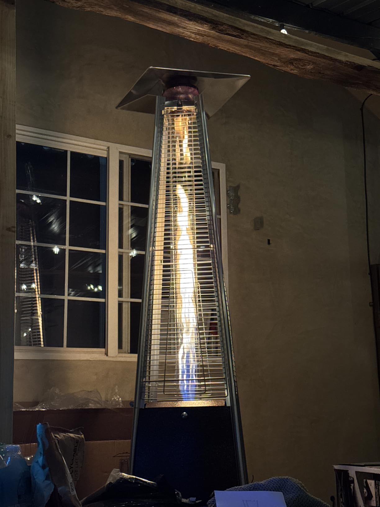 FOOWIN Patio Heater,48,000 BTU Outdoor Heater with Wheels,Propane Patio Heater w/Waterproof Cover & Gloves,Quartz Glass Tube Pyramid Outdoor Heater for Party,Backyard,Garden,Bronze customer photo 2