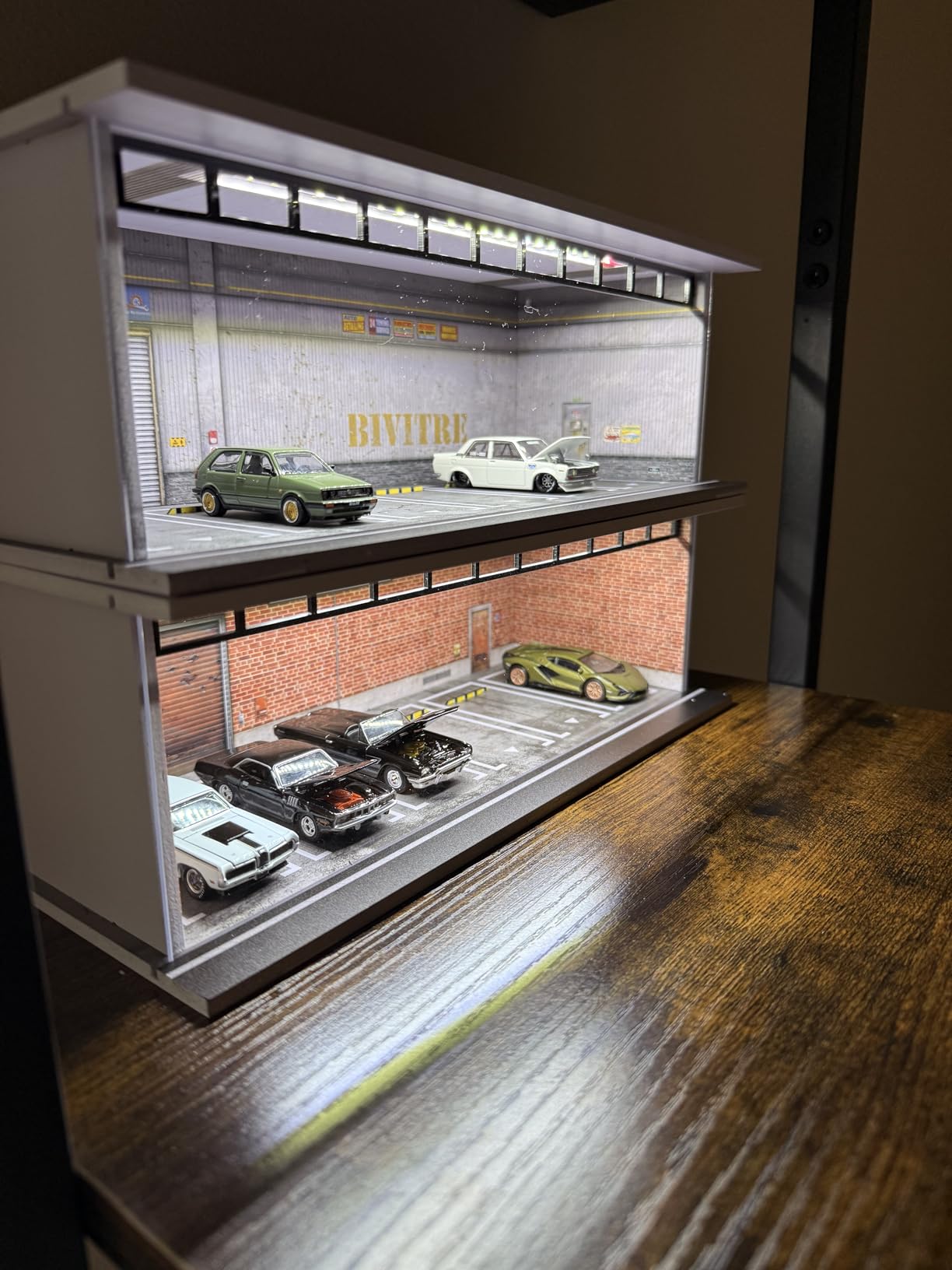 1/64 Diorama Display Case with LED Lights - Compatible with Hot Wheels Matchbox Mini GT Diecast Cars, for Model Car Display and Storage, Stackable Garage(86) customer photo 2