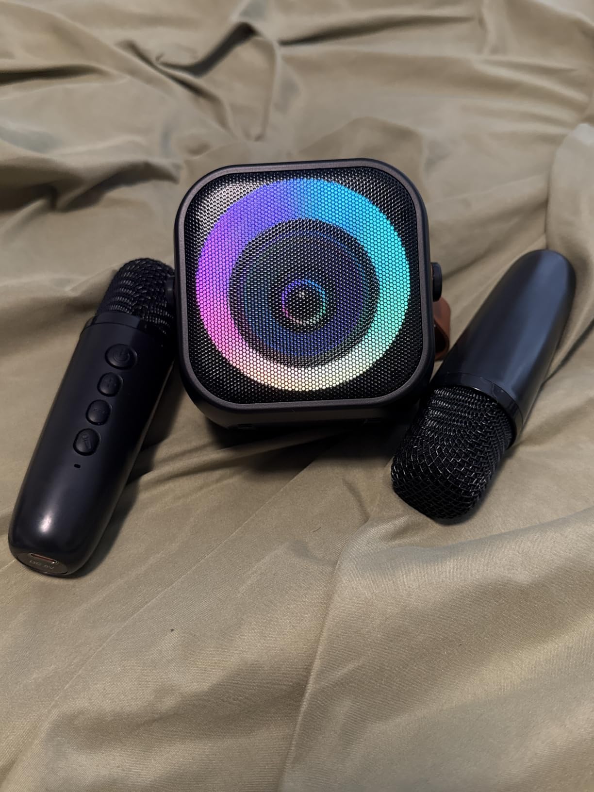 Karaoke Machine for Kids, Toys for 3-12 Years Old Girls Gifts, Kids Karaoke Microphone Machine Toy, Best Fun Christmas Birthday Gifts for 5 6 7 8 9 10 11 Years Teens Girl Boys Beige 2 Mic customer photo 1