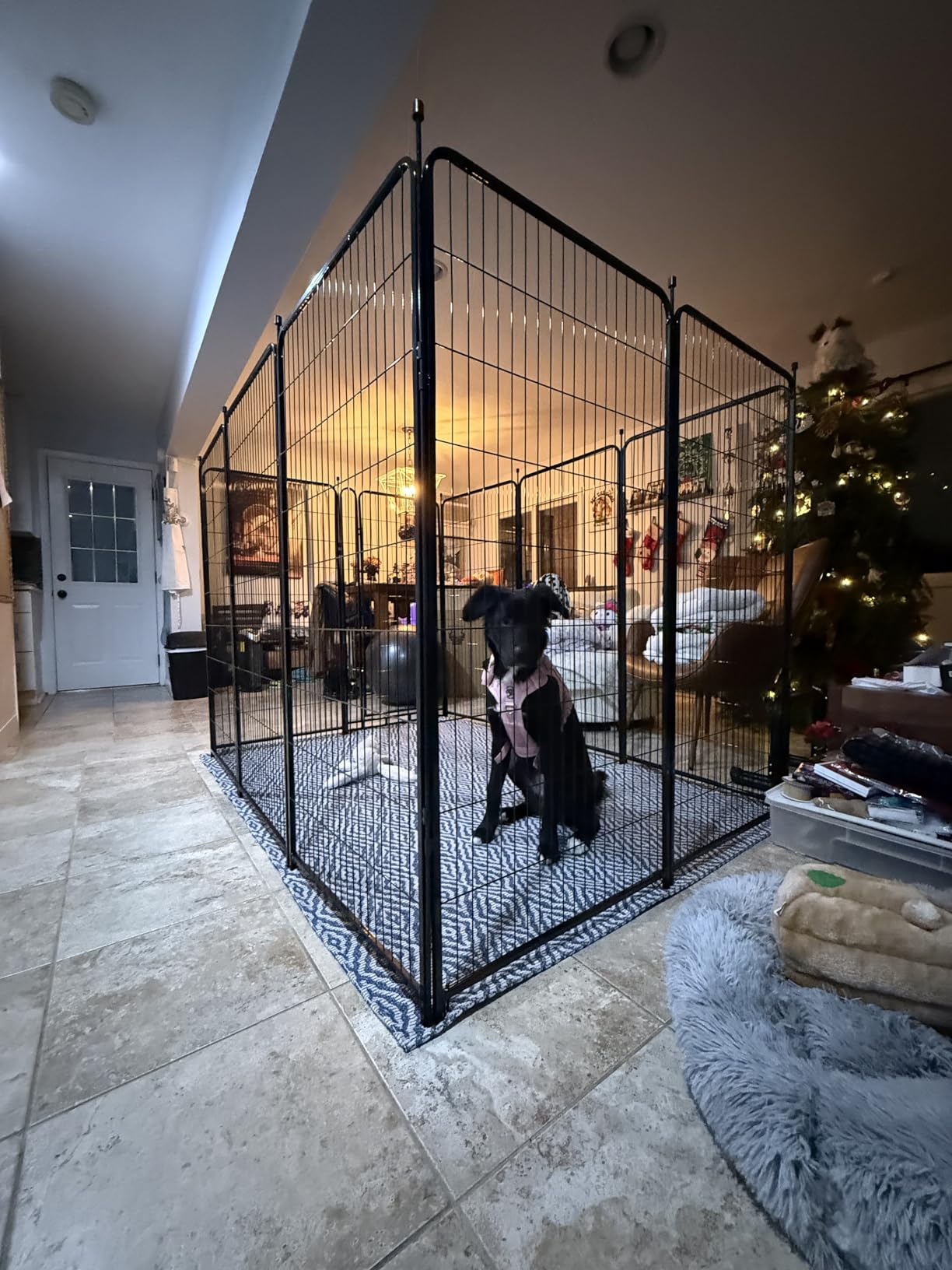 ADAVIN Tall Garden Fence with Gate, 48 in(H) 4 Panels Heavy Duty Iron Metal Fencing Border, Indoor or Outdoor Dog Playpen, Animal Barrier Fence, No Dig Fencing for Yard, Total 8.9 FT(L), Black customer photo 2