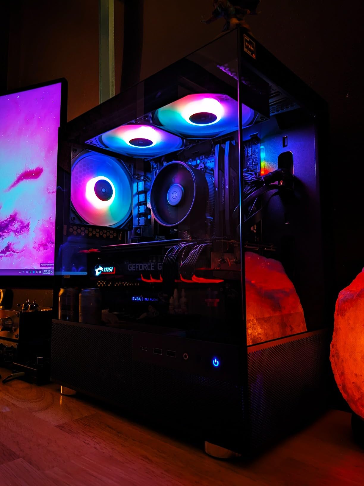 Aqua 3, Micro ATX Case, MATX PC Case with 3 X 120mm 3-Pin ARGB Fan Pre-Installed, Panoramic View Tempered Glass Front & Side Panel, with Type C Port, Black customer photo 1