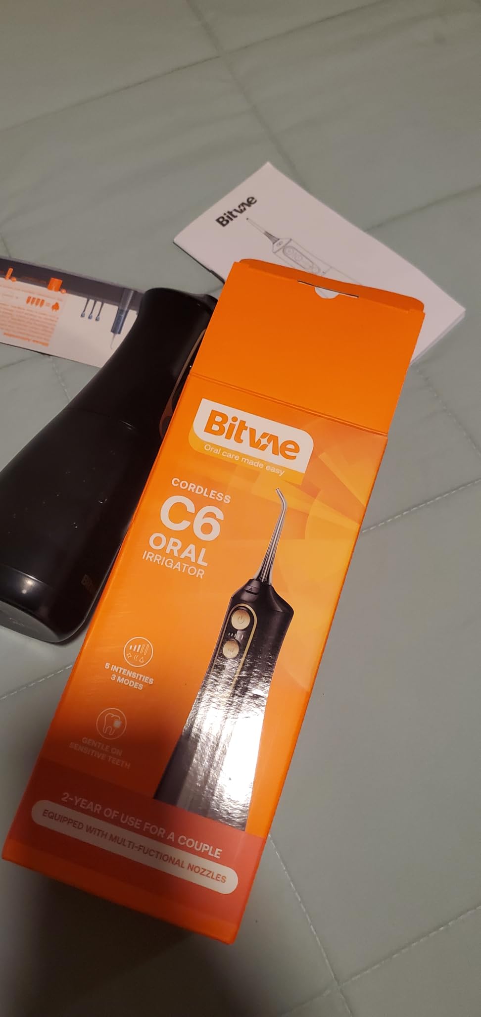 Bitvae C6 Water Dental Flosser for Teeth, Cordless Flosser for Travel with 6 Jet Tips, 3 Modes 5 intensities, IPX7 Waterproof Portable & Rechargeable Oral Irrigator Cleaner, Black customer photo 1