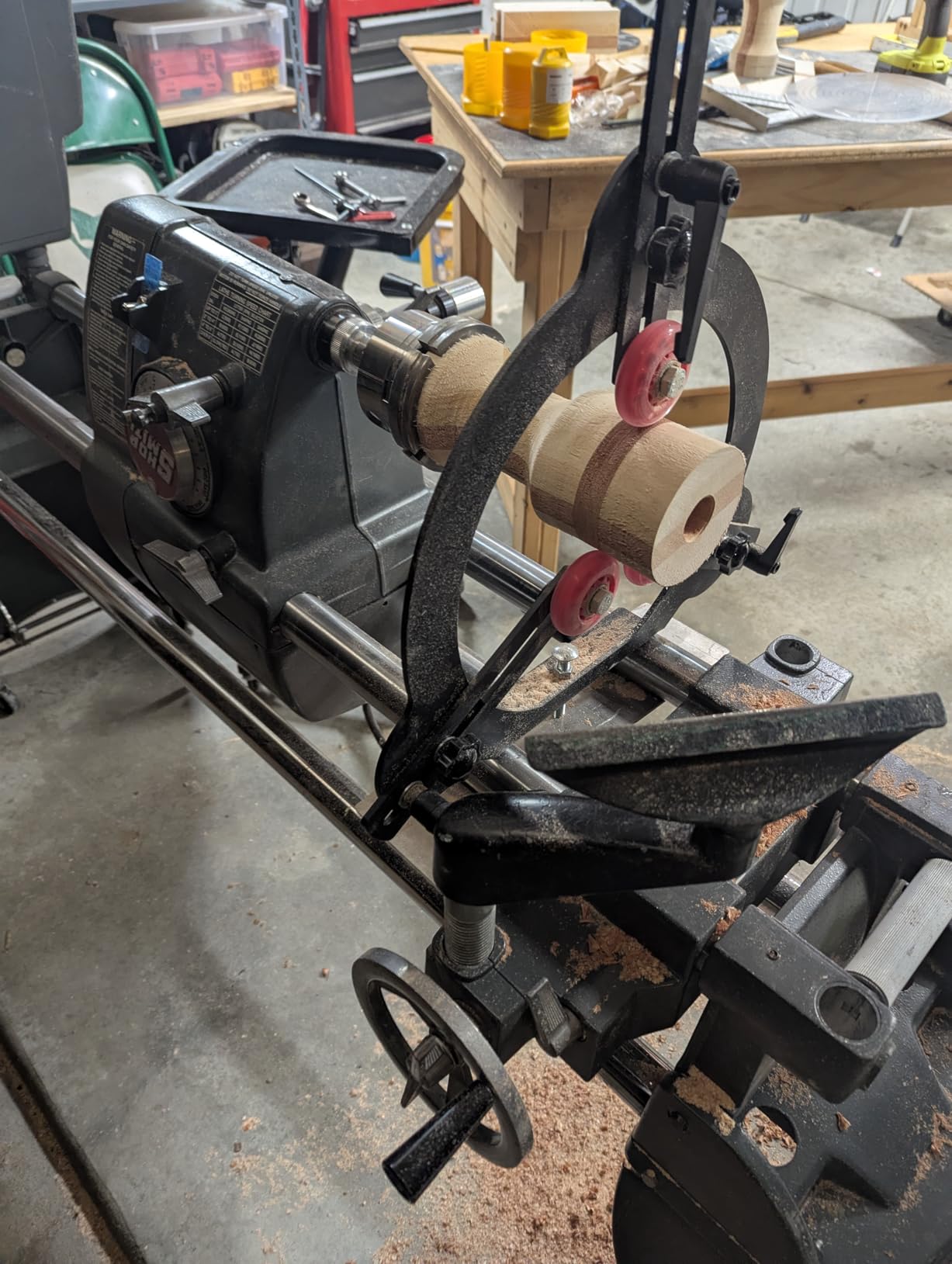 Woodturning Steady Rest for 12inch,14inch and 16inch Lathe Swing, 3-Point Adjustable Woodturning Steady Rest customer photo 1
