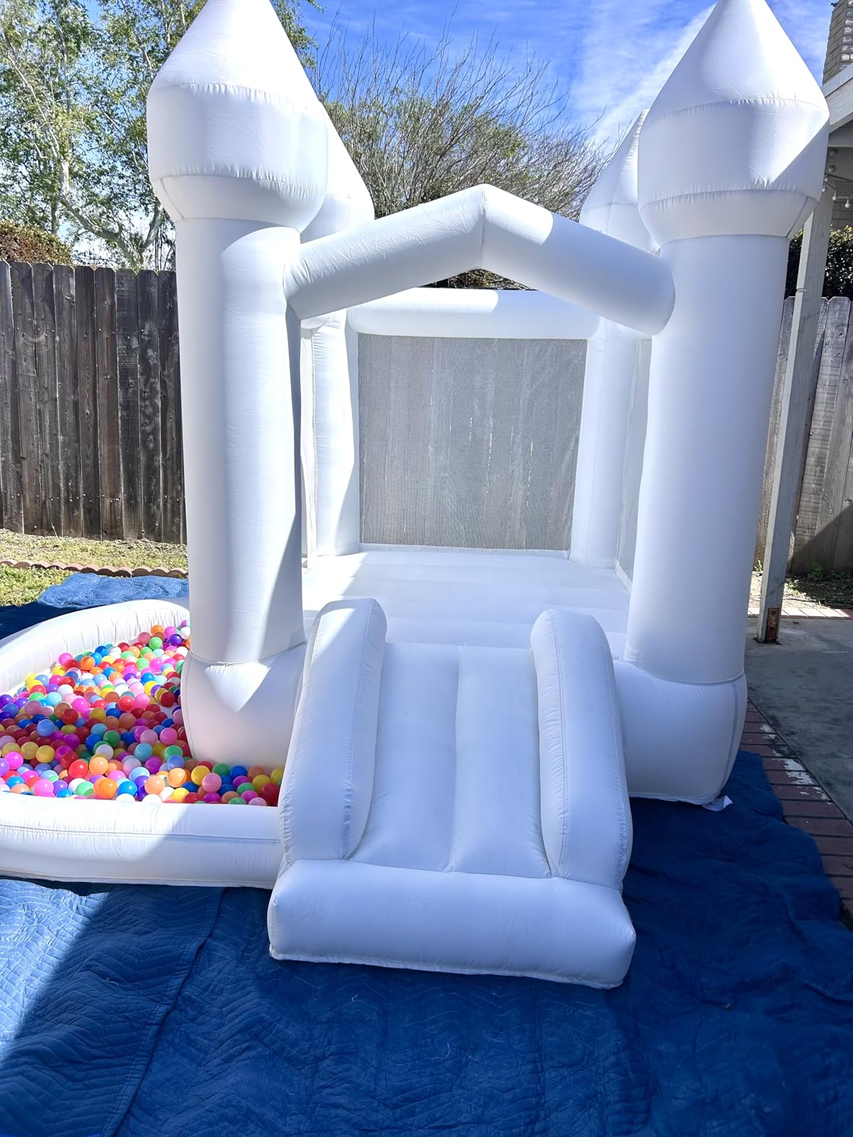 FBSPORT White Bounce House, Inflatable Bouncer with Air Blower, Indoor & Outdoor Bouncy Castle with Big Ball Pit for Wedding Party Kids Birthday Party customer photo 1