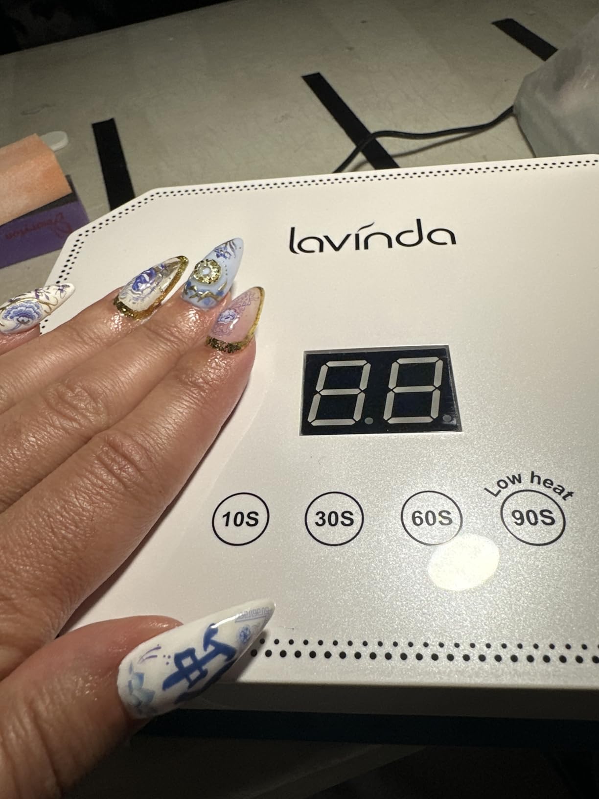 Lavinda 54W UV LED Nail Lamp - Plug-in Gel Nail Light with LCD Display, 4 Timers, Auto Sensor, Dual Wavelength, Nail Dryer for Home & Salon - Black customer photo 1