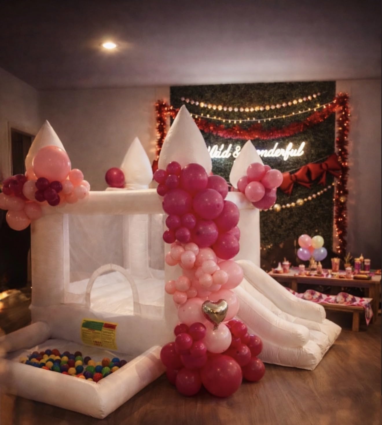 AKSPORT White Bounce House Inflatable Jumping Castle with Slide & Air Blower for Kids, Wedding & Birthday Parties, 17 * 11 * 10FT customer photo 1