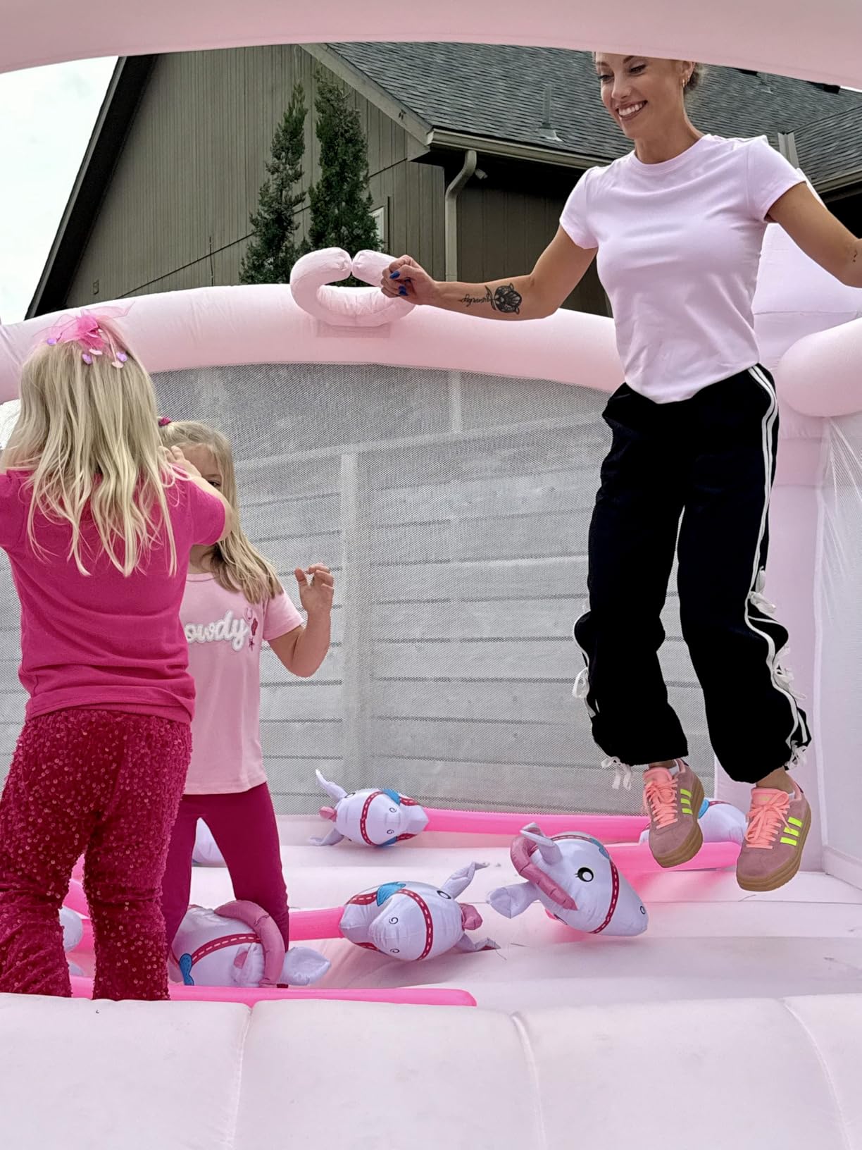 AKSPORT White Bounce House Inflatable Jumping Castle with Slide & Air Blower for Kids, Wedding & Birthday Parties, 17 * 11 * 10FT customer photo 2