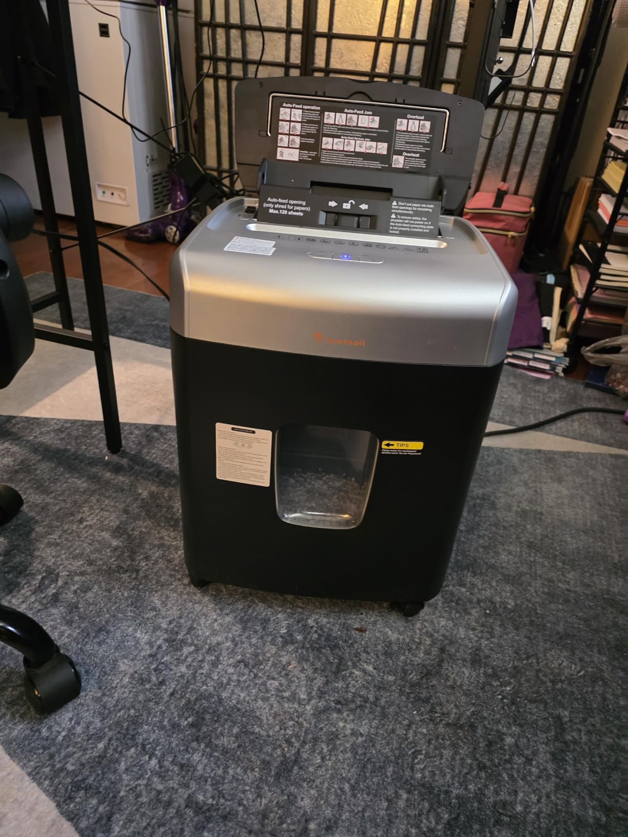 Bonsaii Paper Shredder for Office, 120-Sheet Autofeed Heavy Duty Shredder for Home Office Use, 30 Minutes/Micro Cut/P-4 High Security Level/6 Gallon Large Bin customer photo 1