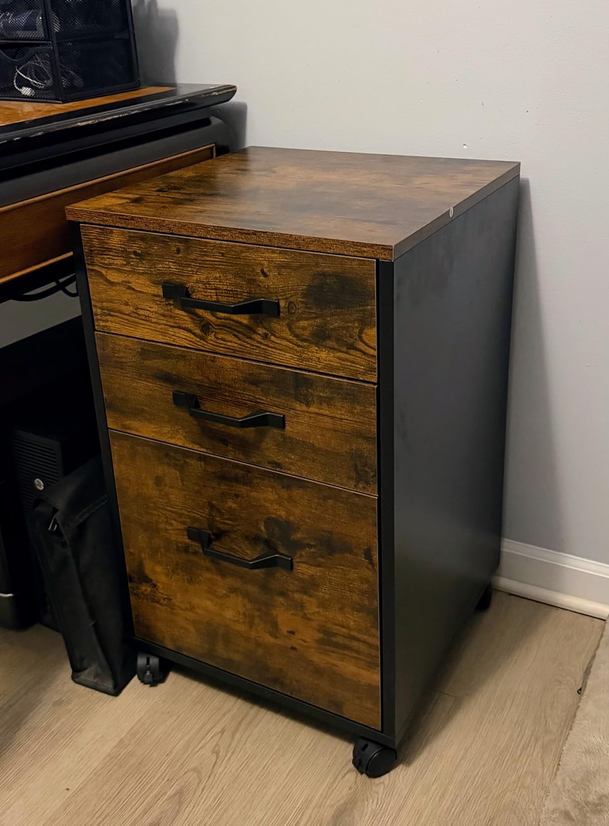 VASAGLE 4 Drawer File Cabinet with Lock, Printer Stand, Office Filing Cabinet Organizer, for A4 and Letter Size Documents, Rustic Brown and Black customer photo 1