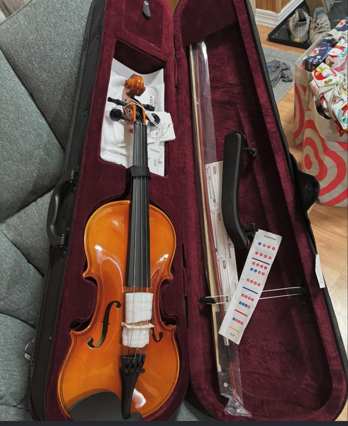 PHOENIX Violin 4/4 Full Size Kit, Violin Fiddle Set for Beginner Adults with Rosewood Bow Extra Strings & Bridge (Entry-level, Full) customer photo 1